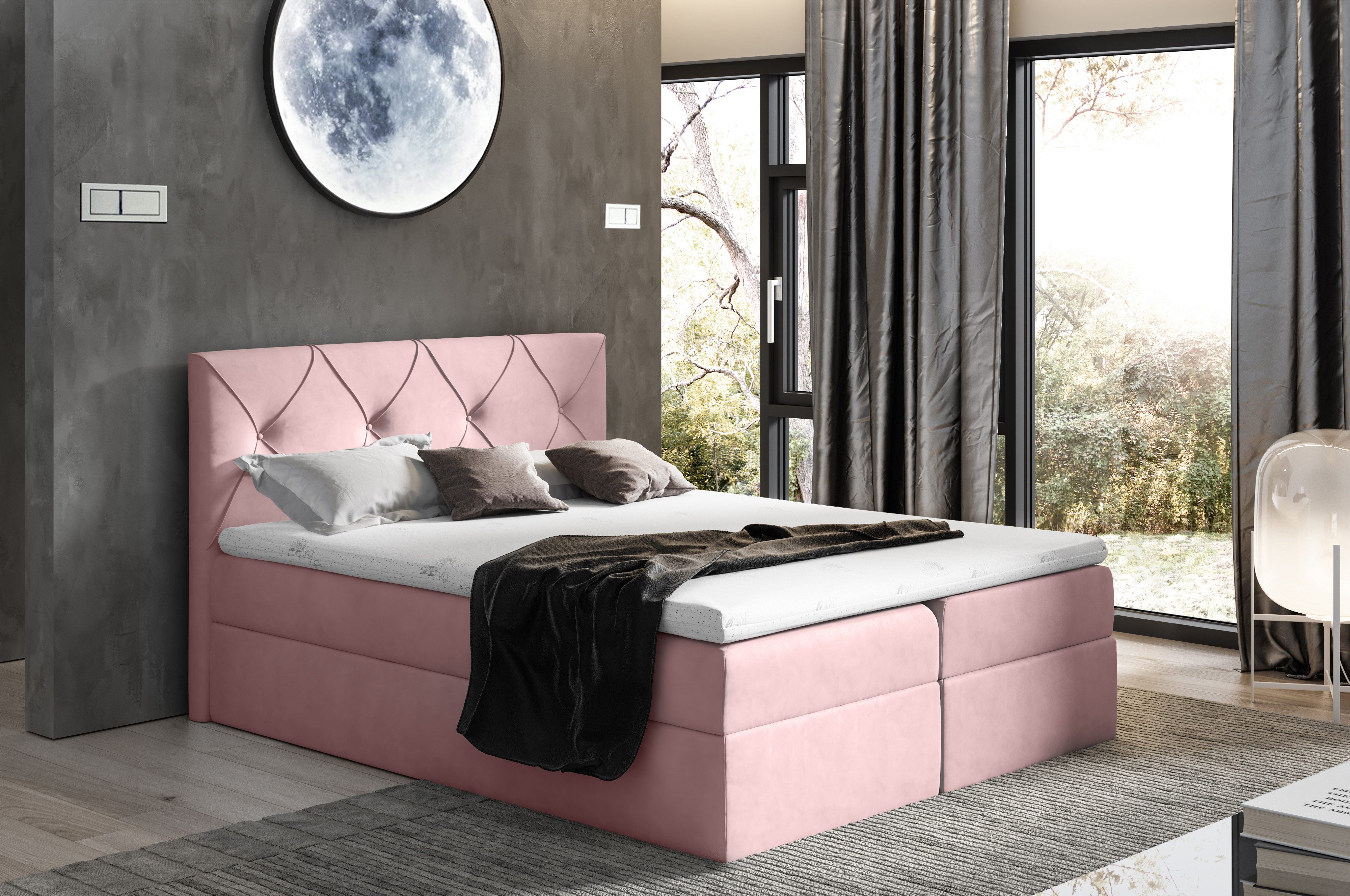 MF Design Boxspringbett Boxspringbett CRYSTAL mit Bettkasten und Federautomatik, Vorhanden