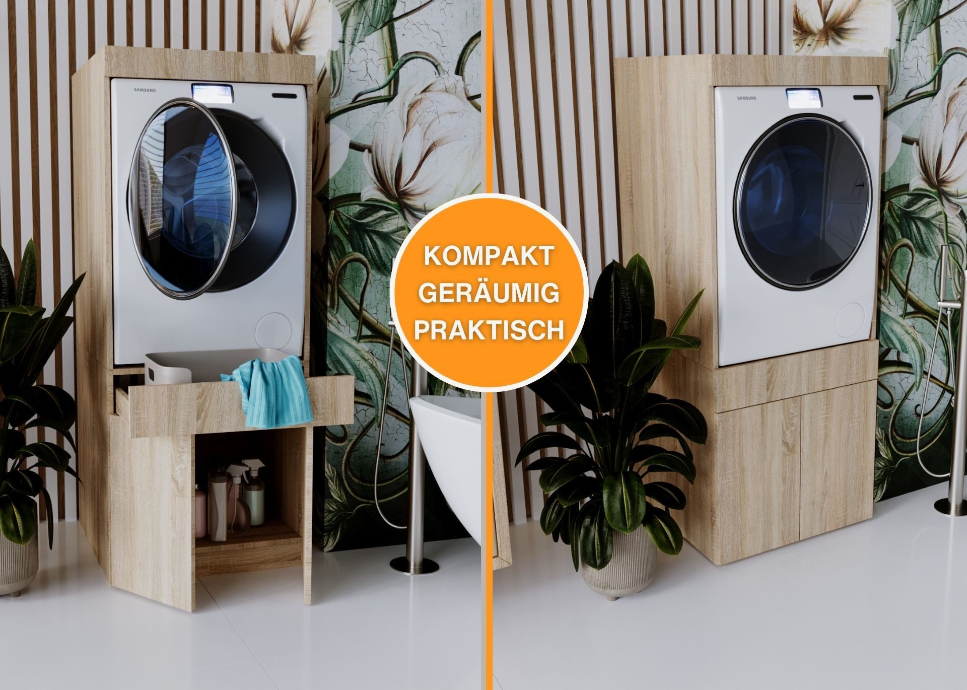 CraftPAK Waschmaschinenumbauschrank mit Stauraum für Waschmaschine – Waschm günstig online kaufen