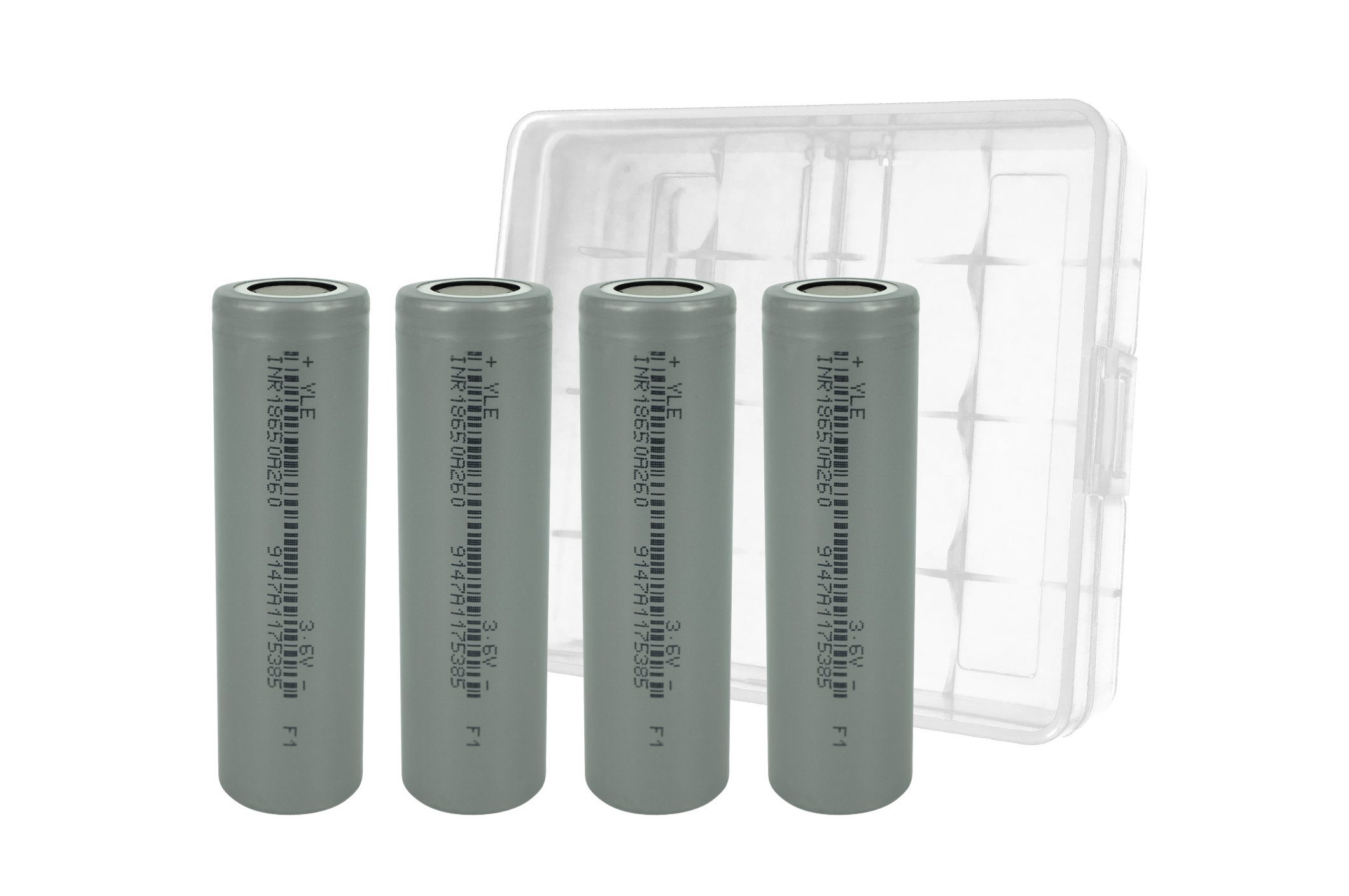 PowerSmart Zusatz-Akku 4 Pack 18650 Rechargeable Akku, inkl. Aufbewahrungsboxen LiNMC 2600 mAh (3,6 V)