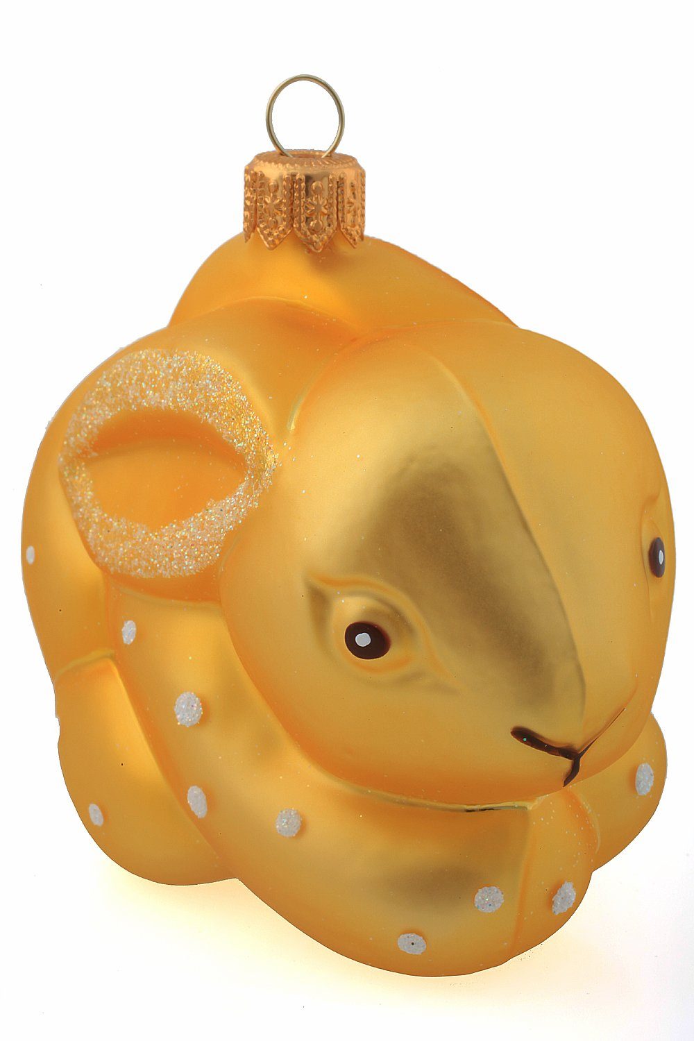 Hamburger Weihnachtskontor Osterhase Hase gelb (1-tlg), mundgeblasen - handdekoriert