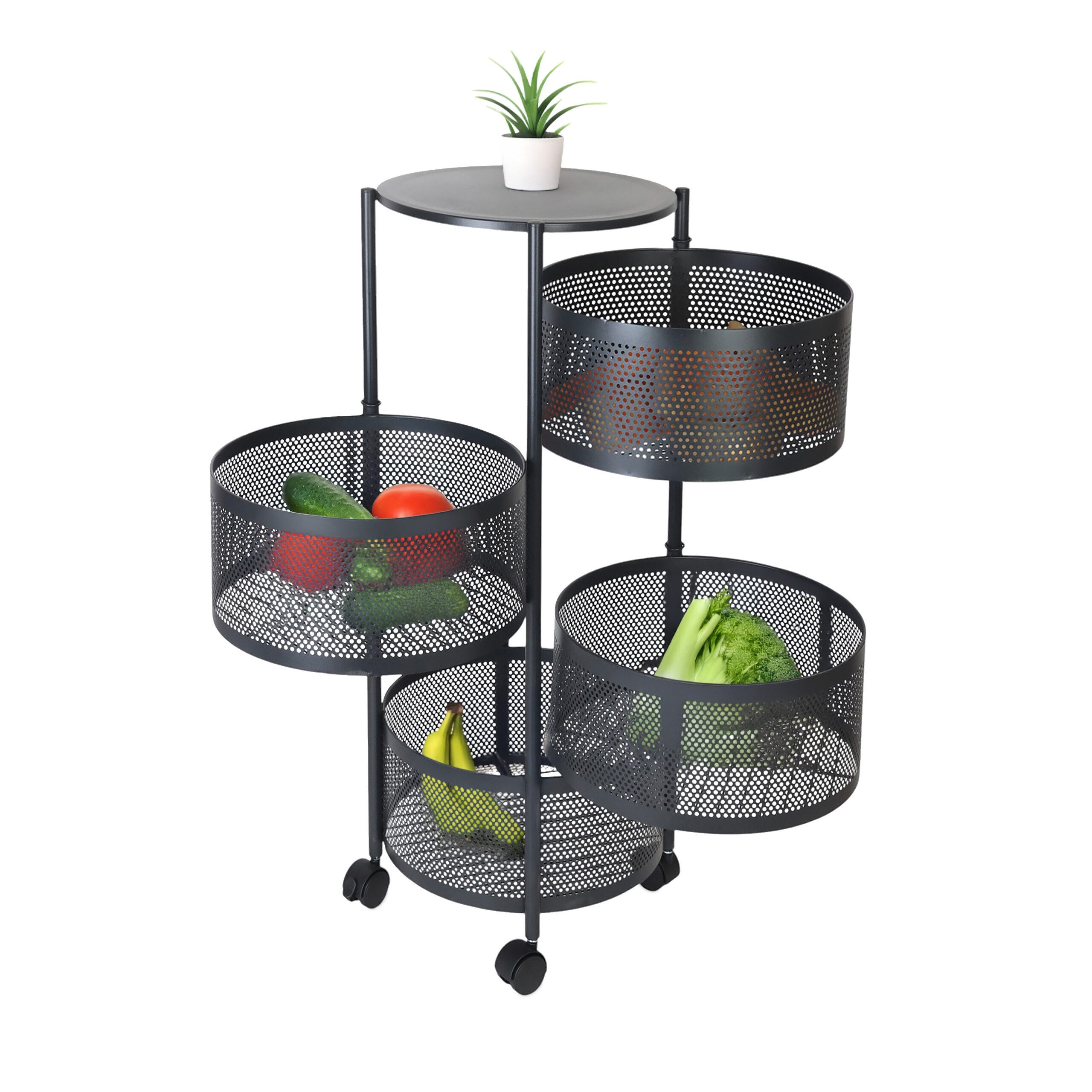 relaxdays Küchenwagen mit drehbaren Fäch, schwarz günstig online kaufen