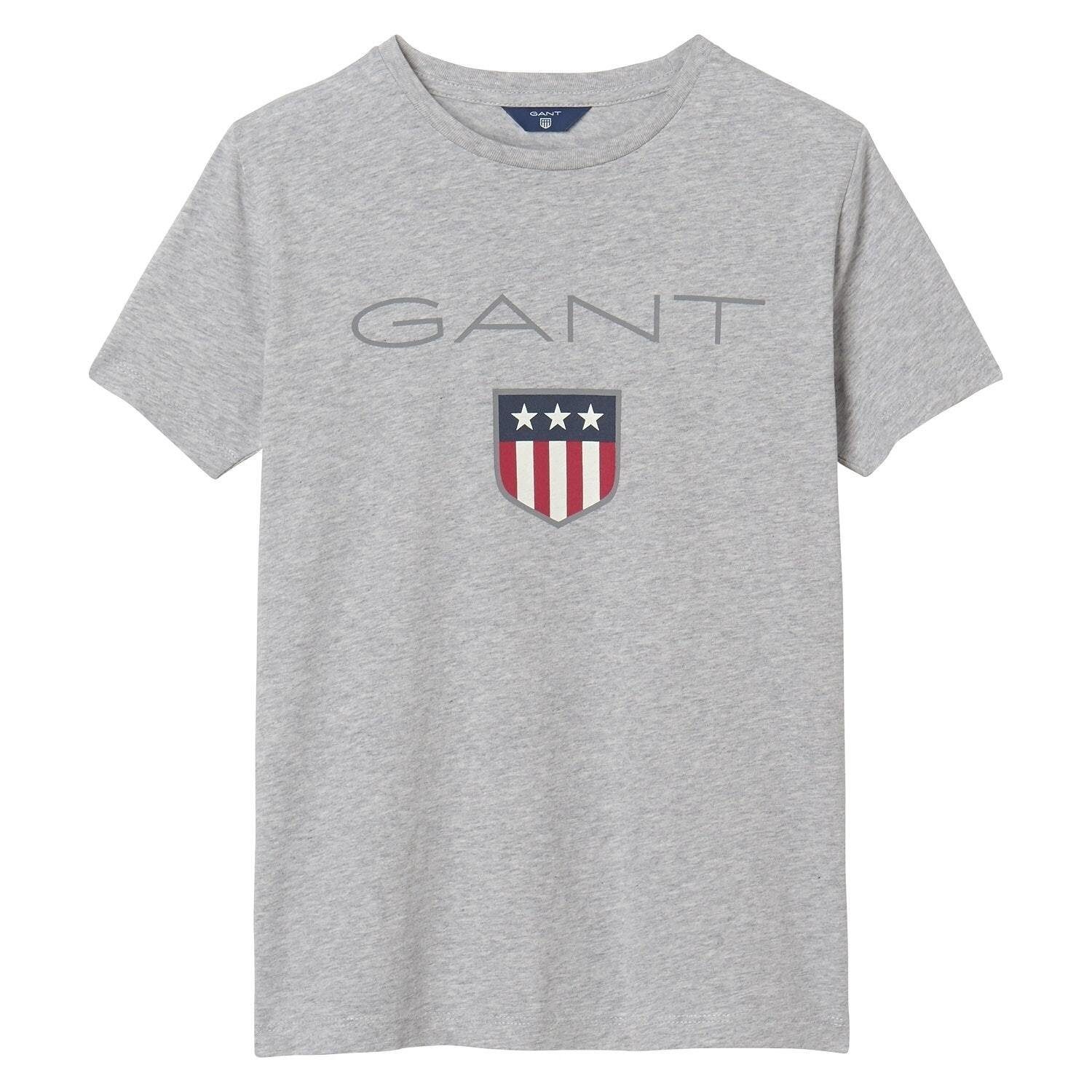 T-Shirt Jungen SHIELD Boys Grau - T-Shirt Teen Logo, Kurzarm Gant