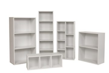 Furni24 Bücherregal Breites Bücherregal mit 2 Fächern, weiß, 60x31x77 cm