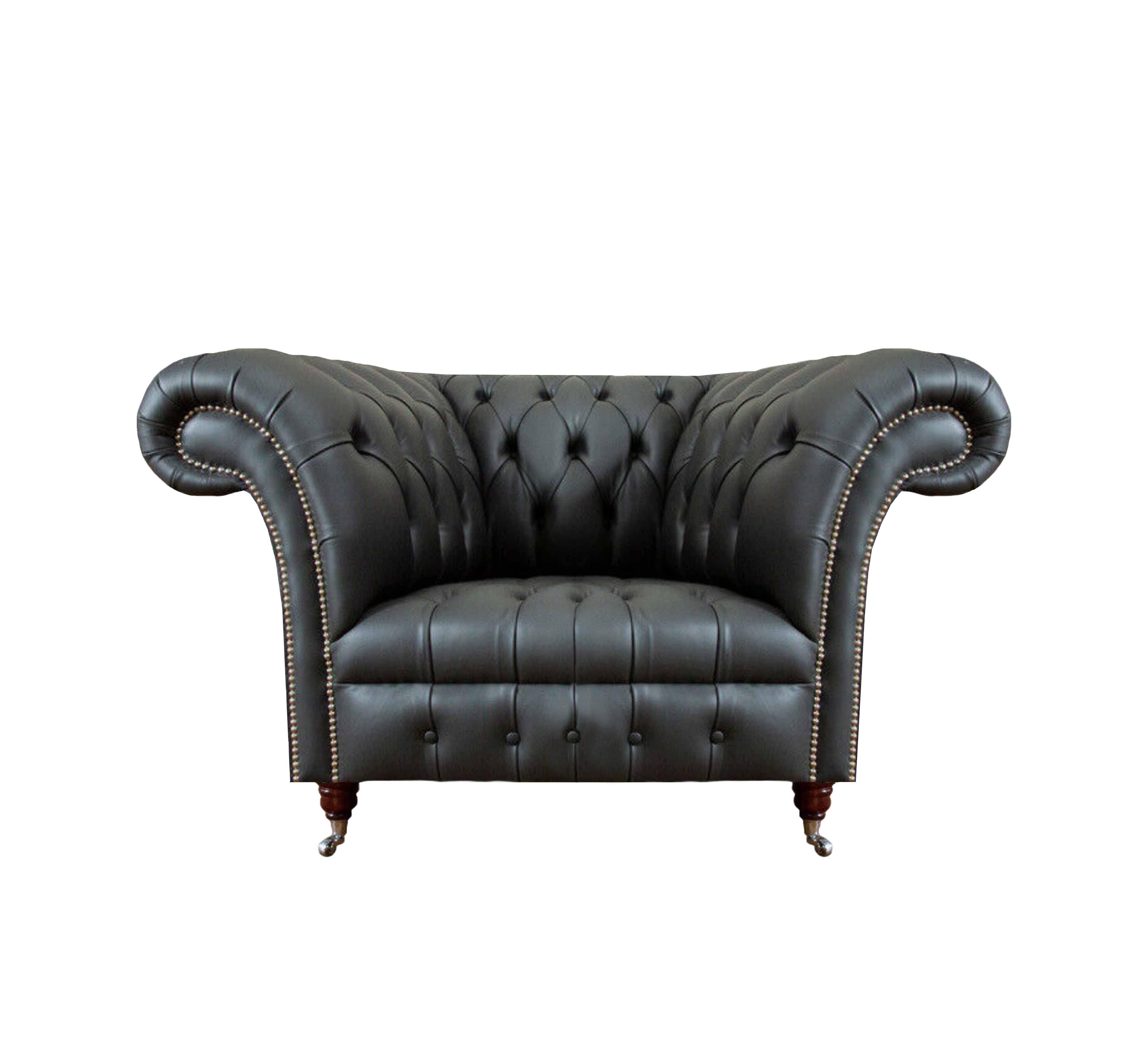 Xlmoebel Sessel Grauer Chesterfield-Sessel aus hochwertigem Leder (Sessel), Hergestellt in Europa