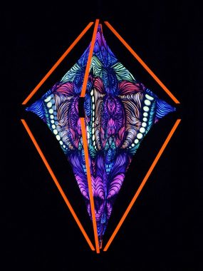 PSYWORK Wanddekoobjekt Schwarzlicht snap-2gether Dekoobjekt "Mesh Magnetic Field Neon Red", UV-aktiv, leuchtet unter Schwarzlicht