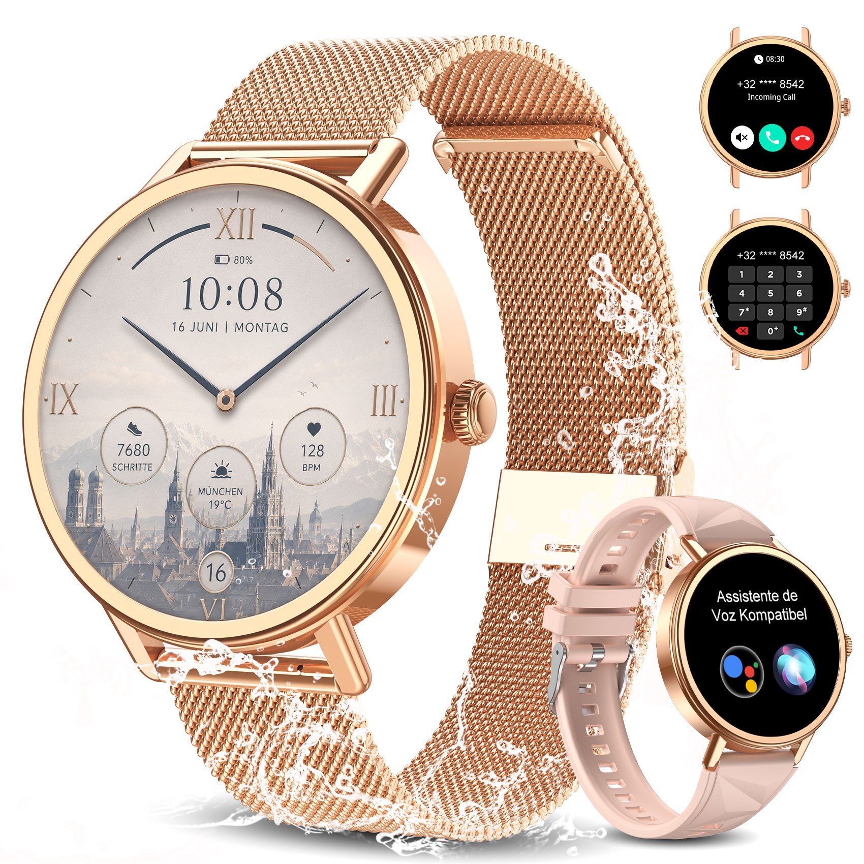 blackview Smartwatch Damen, Bluetooth-Telefonie, Über 100 Sportmodi, Neuheit 2026 Smartwatch (1.26 Zoll), 1-tlg., 320 mAh, GoMore Gesundheitsalgorithmus, Sprachassistent, Schrittzähler