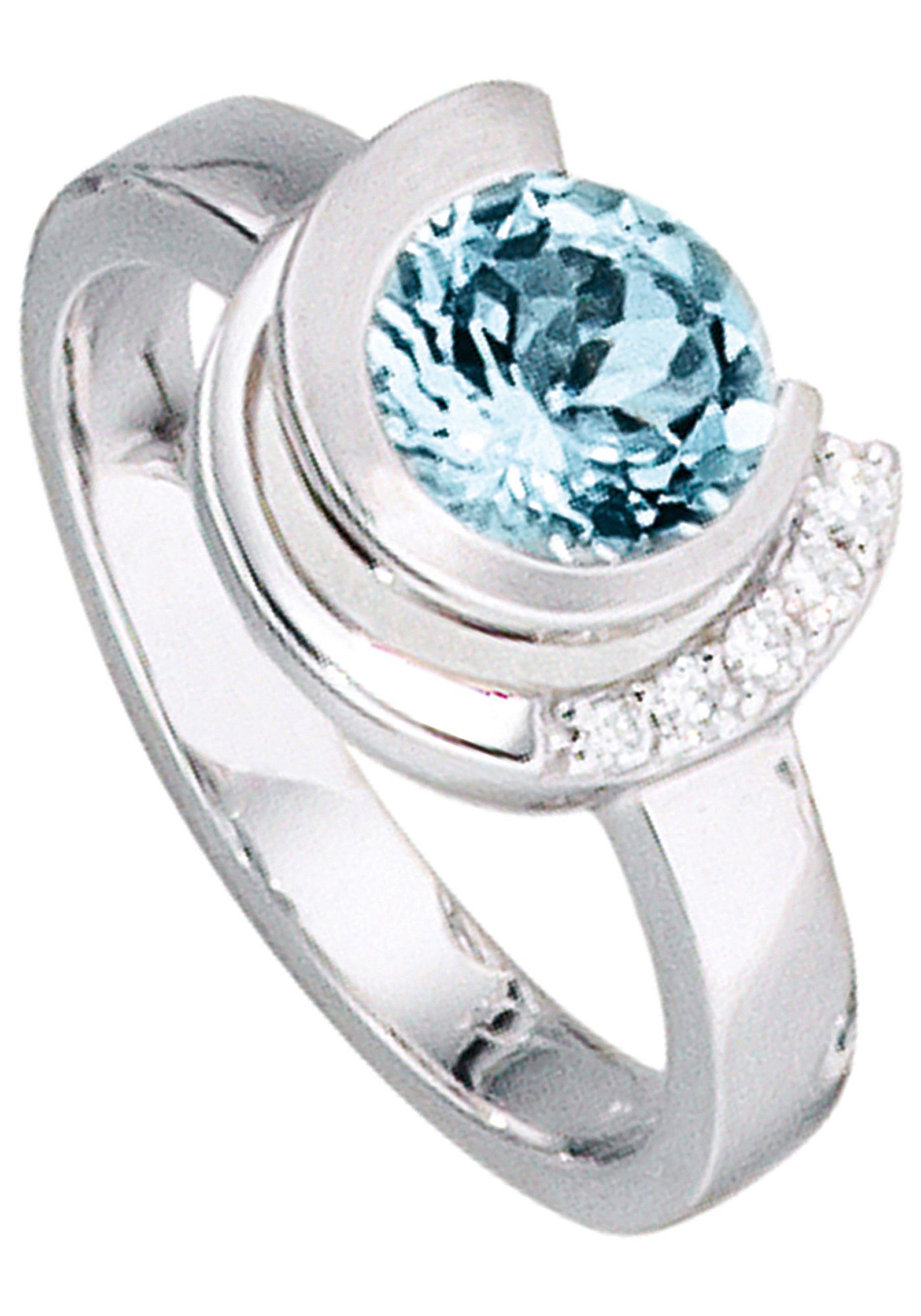JOBO Diamantring, 585 Weißgold mit Aqua...
