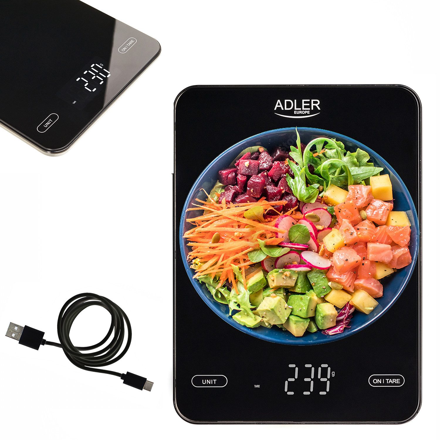 Adler Küchenwaage Adler AD 3177b Akku-Küchenwaage schwarz, USB, bis 10 kg – Bild 3 von 5