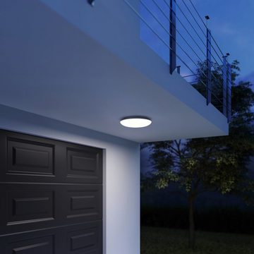 steinel LED Außen-Deckenleuchte DL Vario Quattro, Bewegungsmelder, Leuchtdauer einstellbar, Nachtlichtfunktion, Softlichtstart, Tageslichtsensor, LED fest integriert, Warmweiß, 360Â°Bewegungsmelder,+LED-Leuchtmittel,Innen-&Außenbereich,Rund