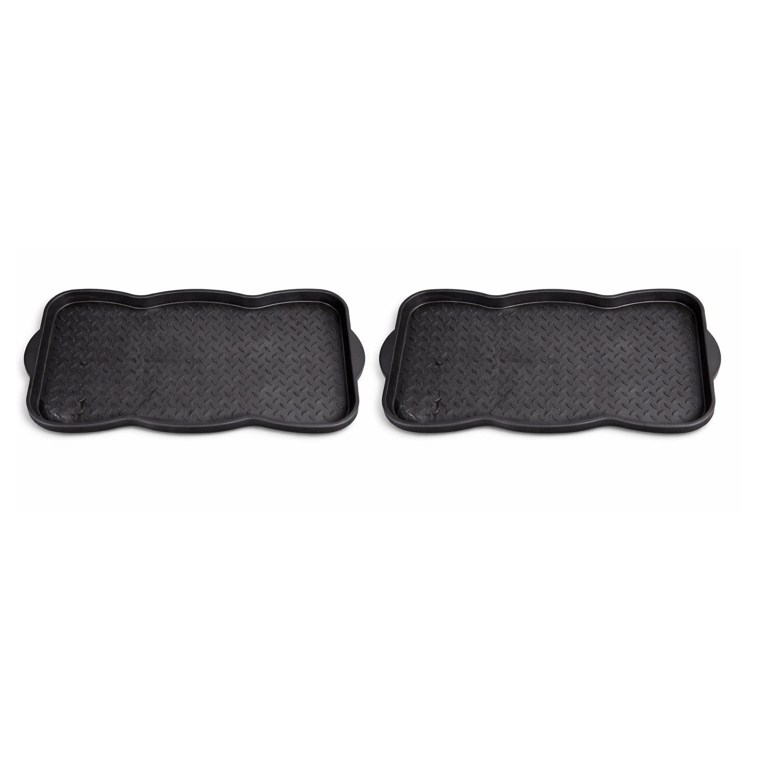 Mojawo Fußmatte 2 Stück Schuhablage Schuhabtropfschale 3 Paar Schuhe 76x39 Schwarz