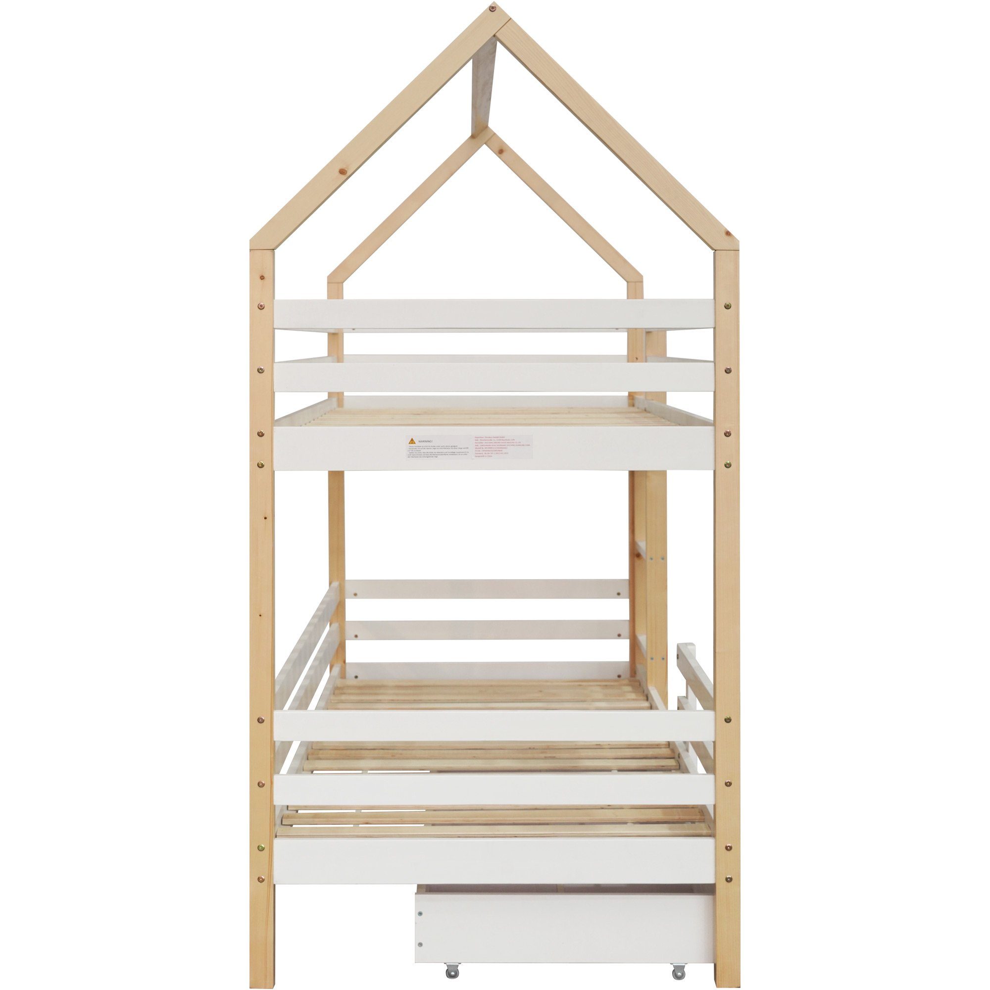 Etagenbett, Kinderbett mit großen Schublade 90*200cm, Kiefernholz