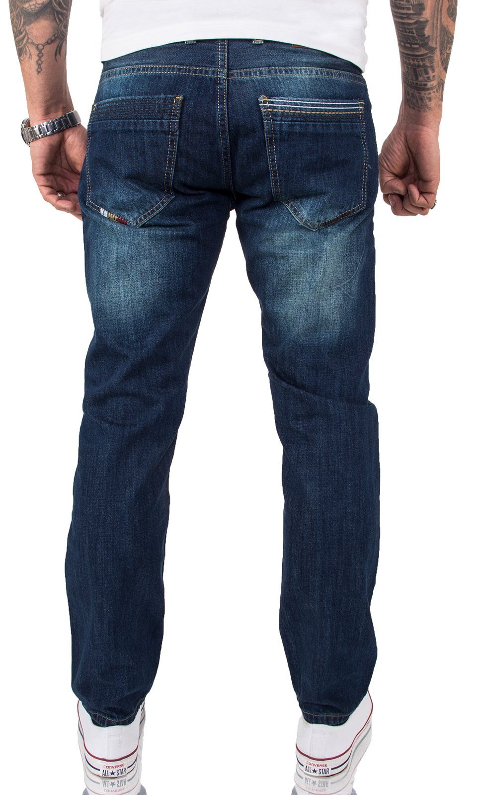 Lorenzo Loren Straight-Jeans Herren Jeans Regular Fit Blau LL-386 – Bild 3 von 3