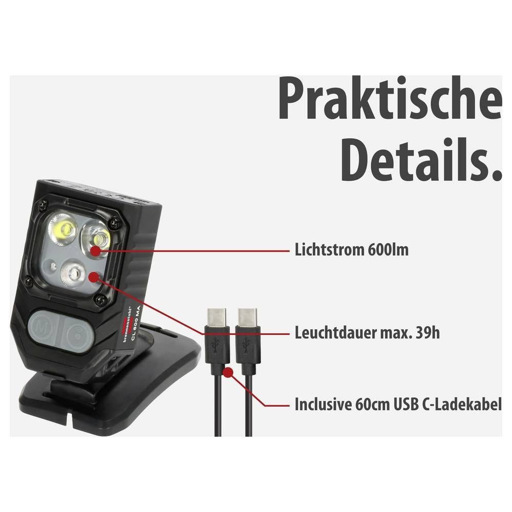 Brennenstuhl Arbeitsleuchte 1173730006 CL LED Akku-Arbeitsleuchte netzbetrieben 5 W 600 lm, Mit Tragegriff, Mit Schalter