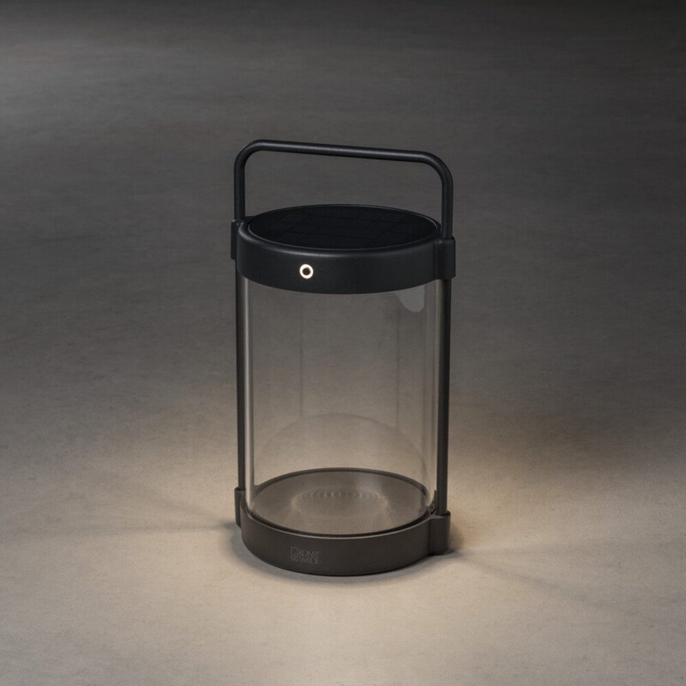 KONSTSMIDE LED Laterne Aluminium, schwarz, Laterne, neutralweiß, 10lm, L150mm, wassergeschützt mit USB solarbetrieben, neutralweiß, warmweiß