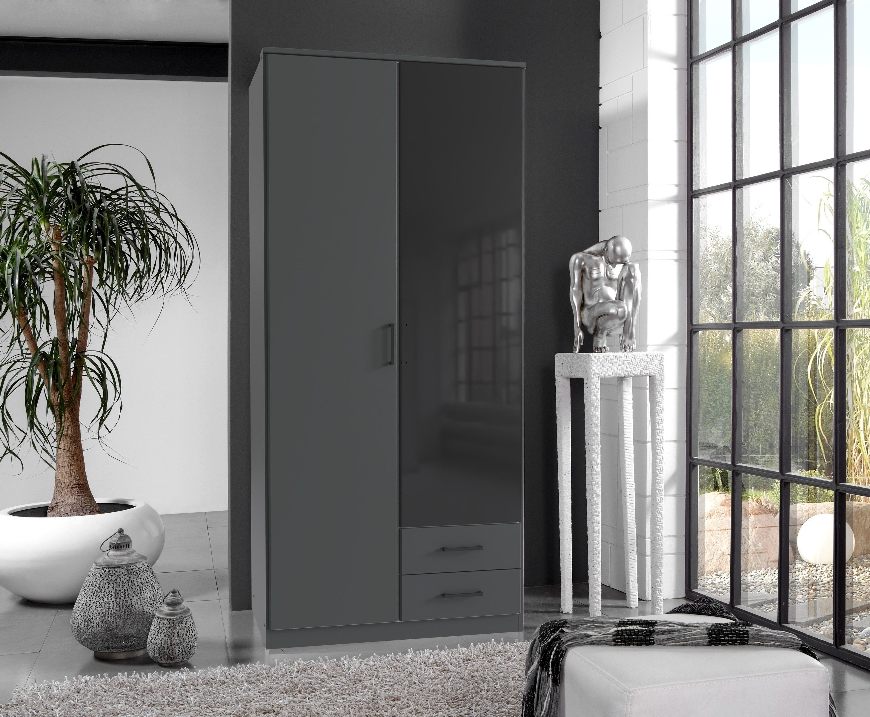 Wimex Drehtürenschrank in GRAPHIT + GLAS günstig online kaufen