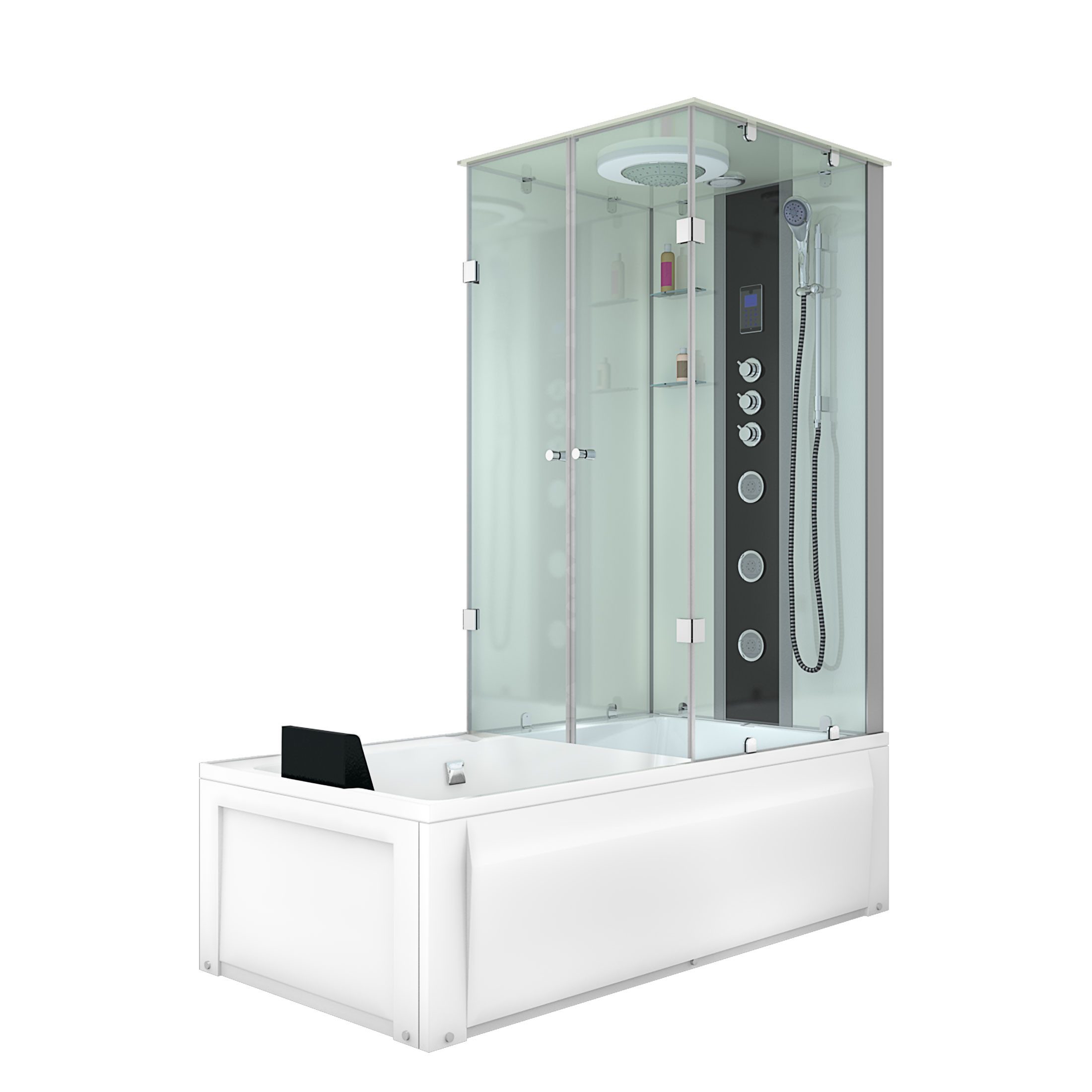 AcquaVapore Grossraumdusche Dusche Wanne Kombination K05-L03-ALL 180x90, Sicherheitsglas ESG, Moderner Touchscreen, Rutschsicher, Schnelle Reinigung, Integrierte Wa