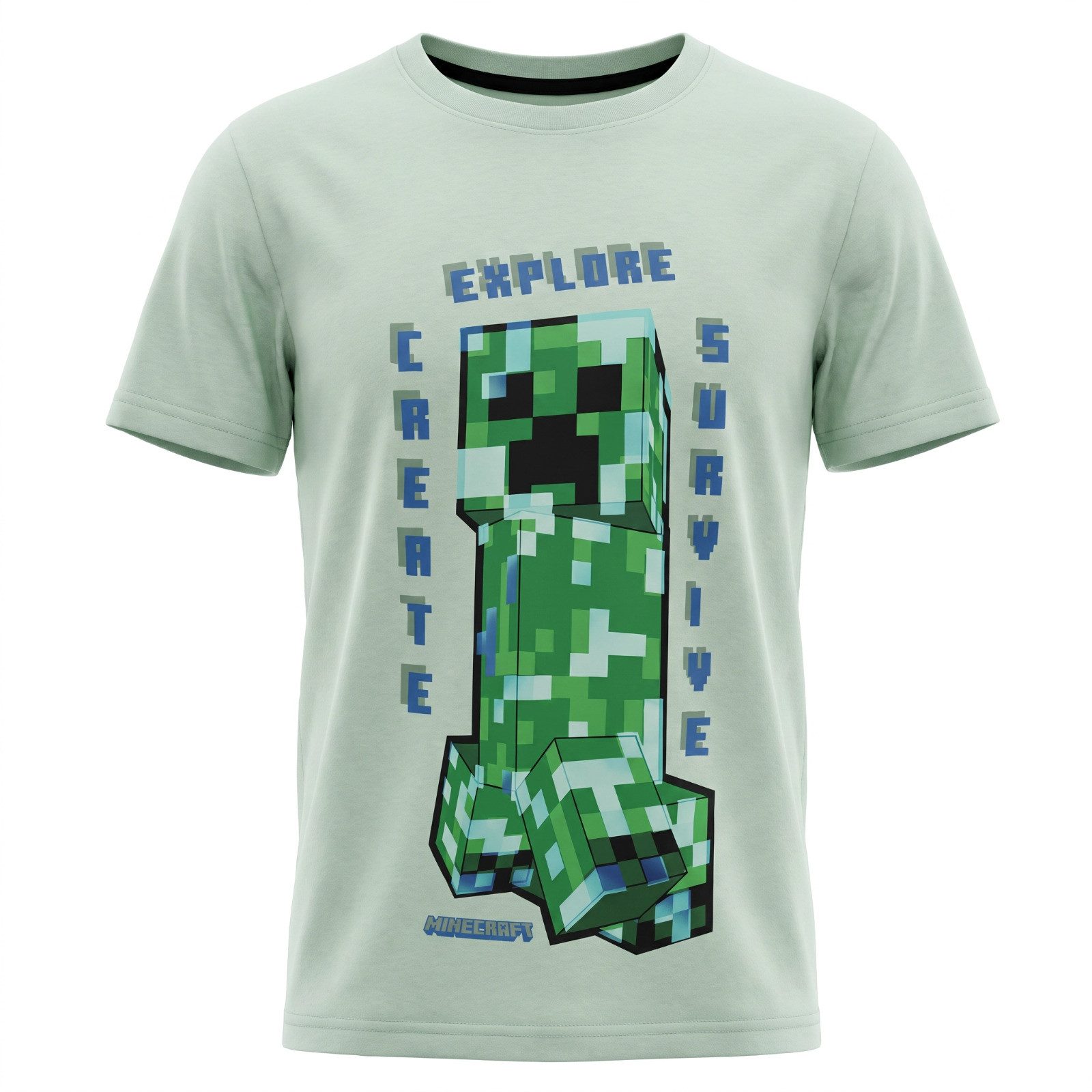 Minecraft Print-Shirt Minecraft Creeper Kinder T-Shirt Kurzarm Grün Gr. 116 Baumwolle