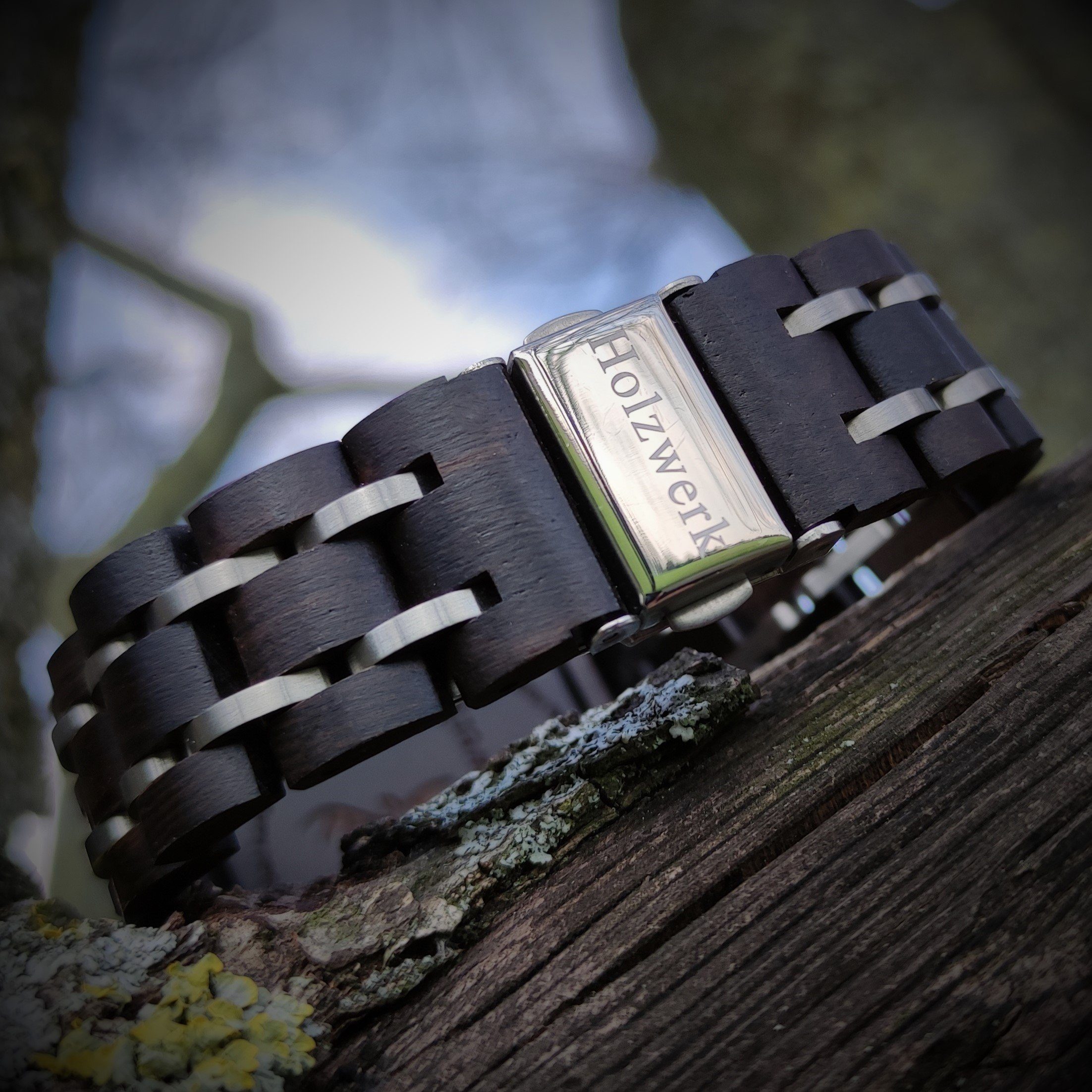 Holzwerk Chronograph BEESKOW Damen & Herren Holz Armband Uhr mit Datum in schwarz, grün