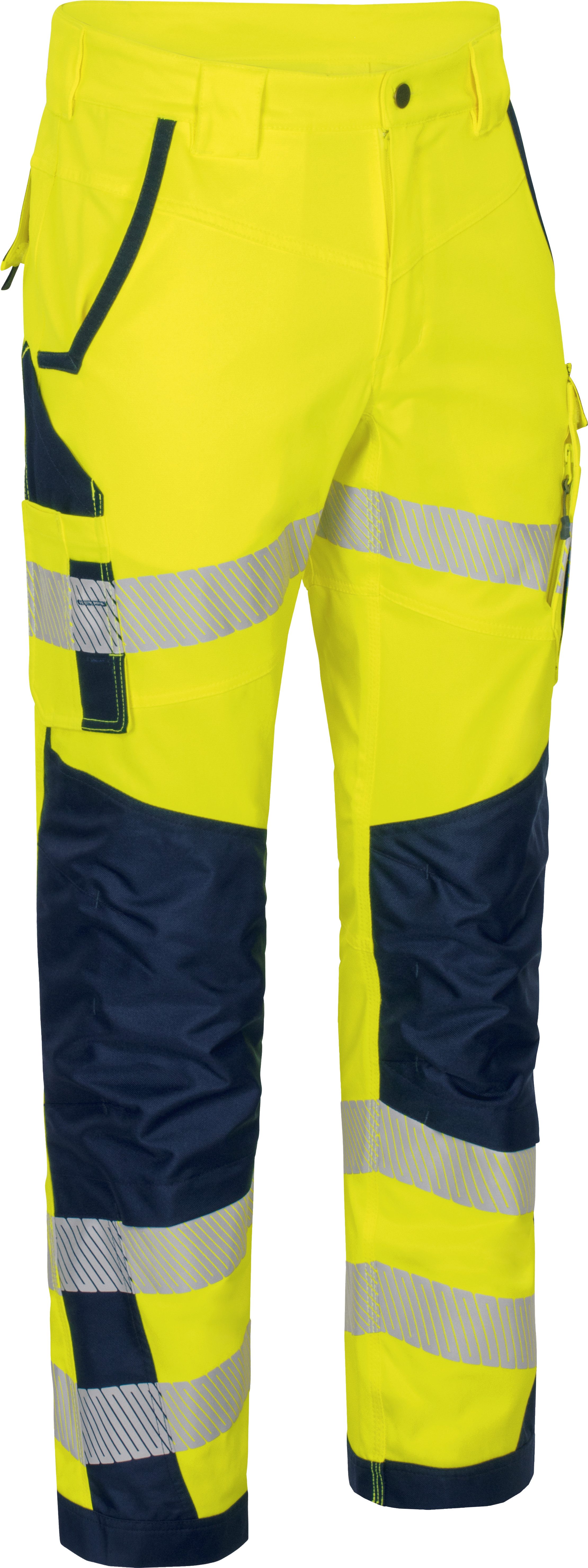 vizwell Arbeitshose Warnschutz Bundhose HiVis elastisch dehnbar warnorange warngelb reißfest und elastisch - knitterfrei sowie pflege- und bügelleicht
