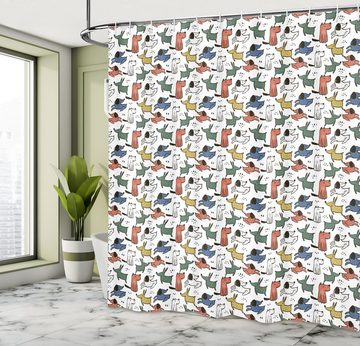 Abakuhaus Duschvorhang Moderner Digitaldruck mit 12 Haken auf Stoff Wasser Resistent Breite 175 cm, Höhe 180 cm, Hunde Pastell Lustige Welpen Kunst