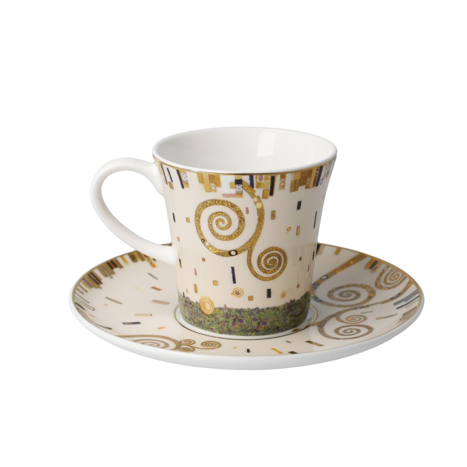 Goebel Tasse Gustav Klimt, Porzellan, Echtgolddekor, Gold, Die Erfüllung, H: 8.5cm