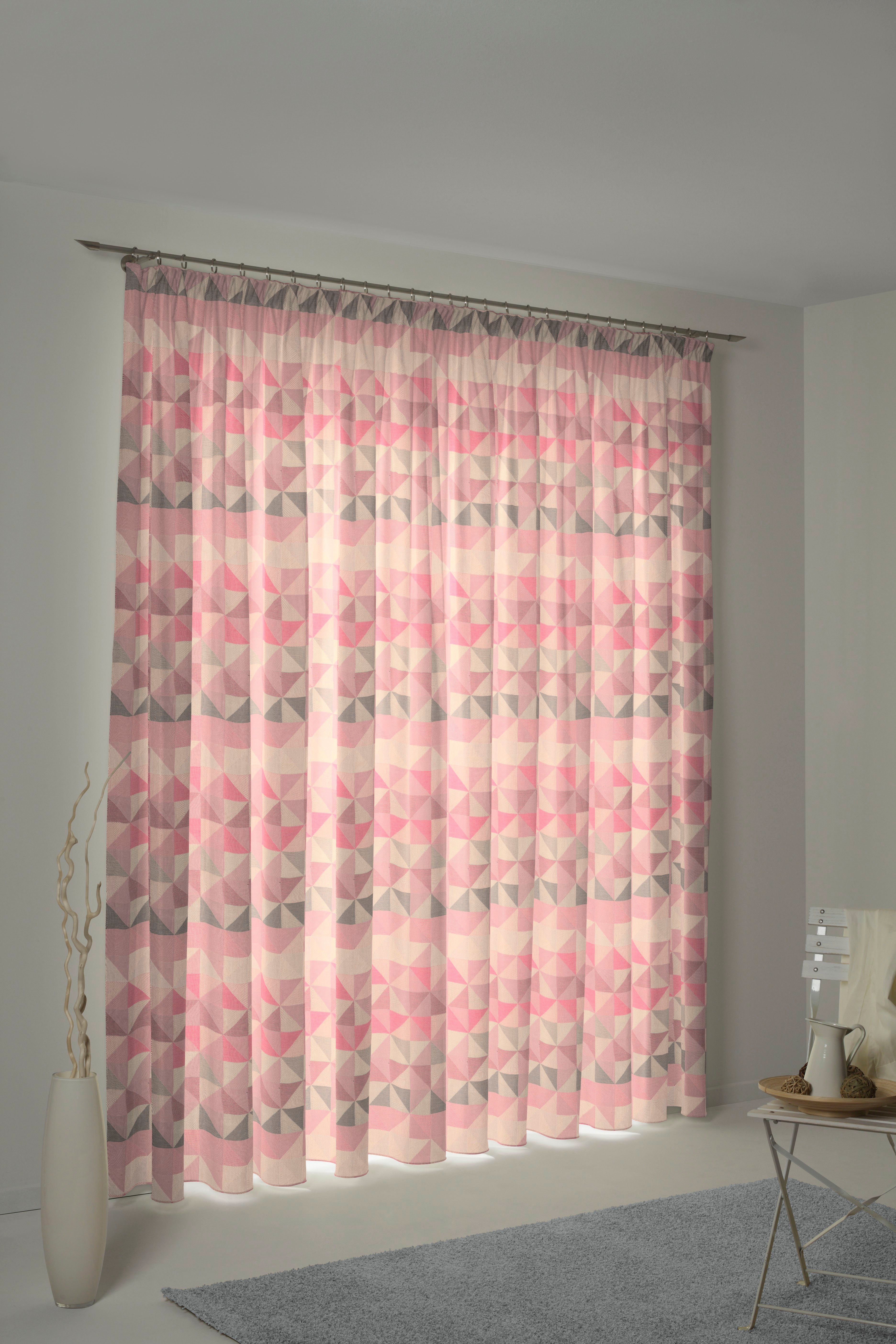 Vorhang St), Kräuselband blickdicht, Bel, nachhaltig Bio rosa (1 Jacquard, Adam,