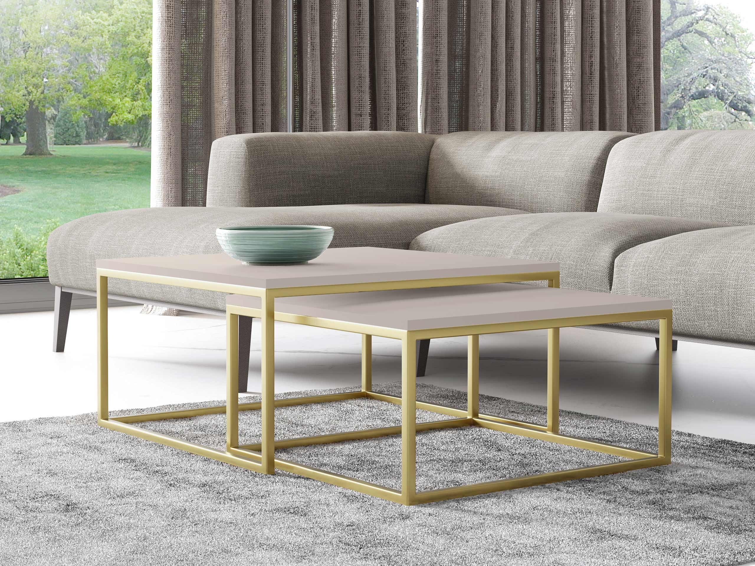 MIRJAN24 Couchtisch Dual Gold (2er-Set), Vierkantrohrrahmen günstig online kaufen
