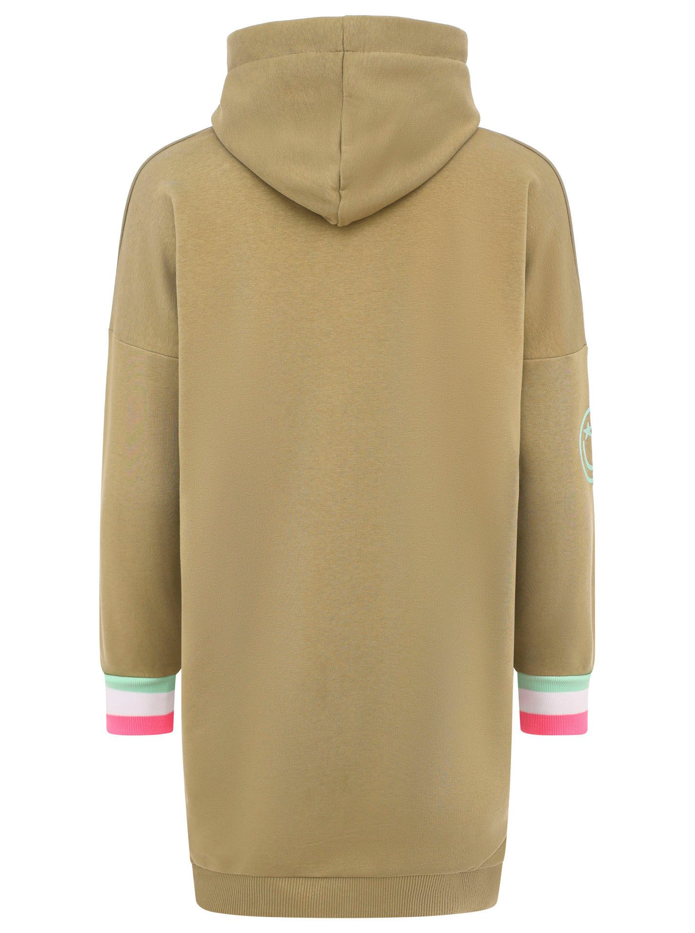 Zwillingsherz Sweatkleid "Always Happy Mind" mit Kapuze und fröhlicher Bots günstig online kaufen