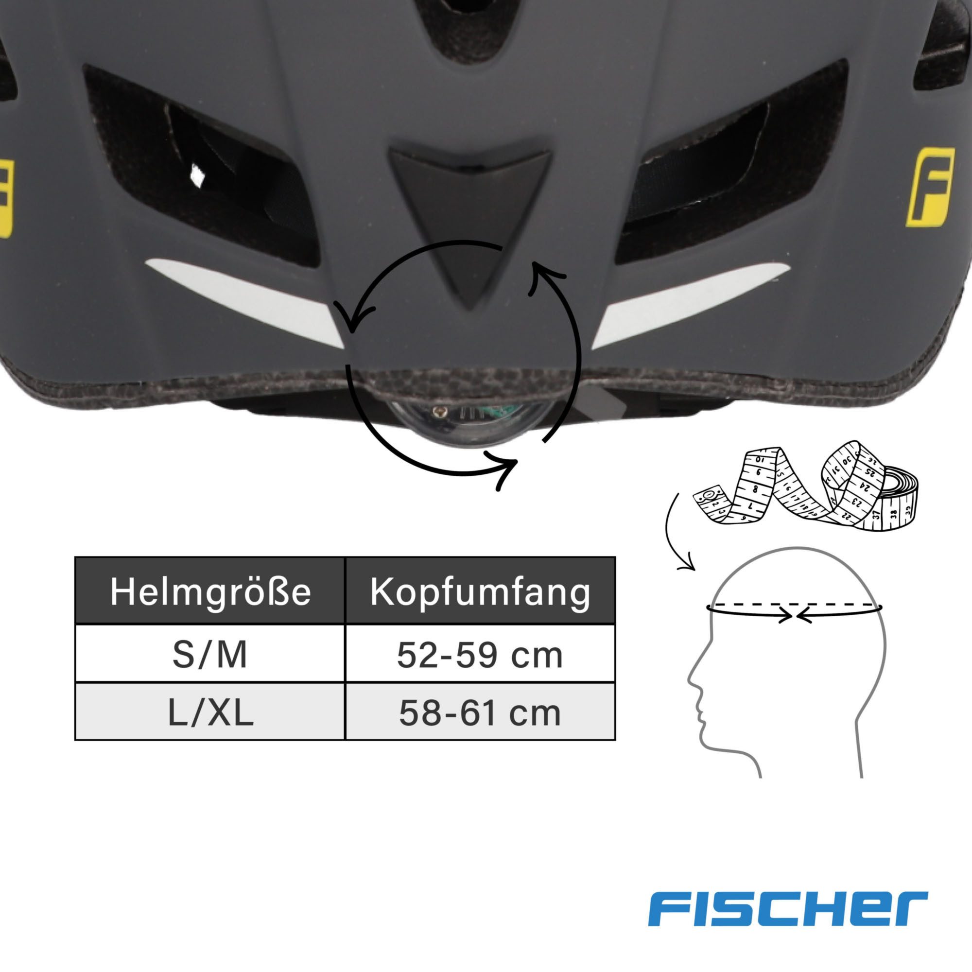 FISCHER Fahrrad Fahrradhelm Urban Levin S/M, Verstellbarer Innenring-System; mit beleuchtetem Innenring-System