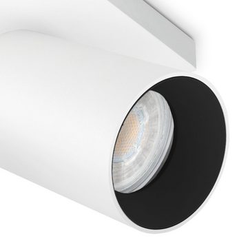 SSC-LUXon Aufbauleuchte Moderne Spot Deckenleuchte ALVO 2 in Weiss Schwarz mit 2x LED GU10, Warmweiß