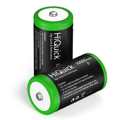 HiQuick 4 x 10000mAh Mono D Akku, NI-MH wiederaufladbare D Batterie Akku, 1.2V Typ D Batterie