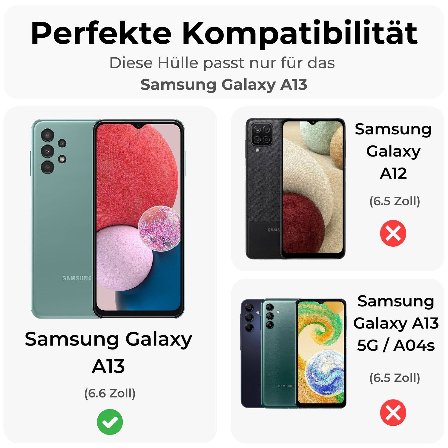 betterfon Handyhülle für Samsung Galaxy A13 4G 2-teiliges 360° TPU Schutzcase, 2-teiliges 360 Grad Case mit Rundumschutz und Displayschutz