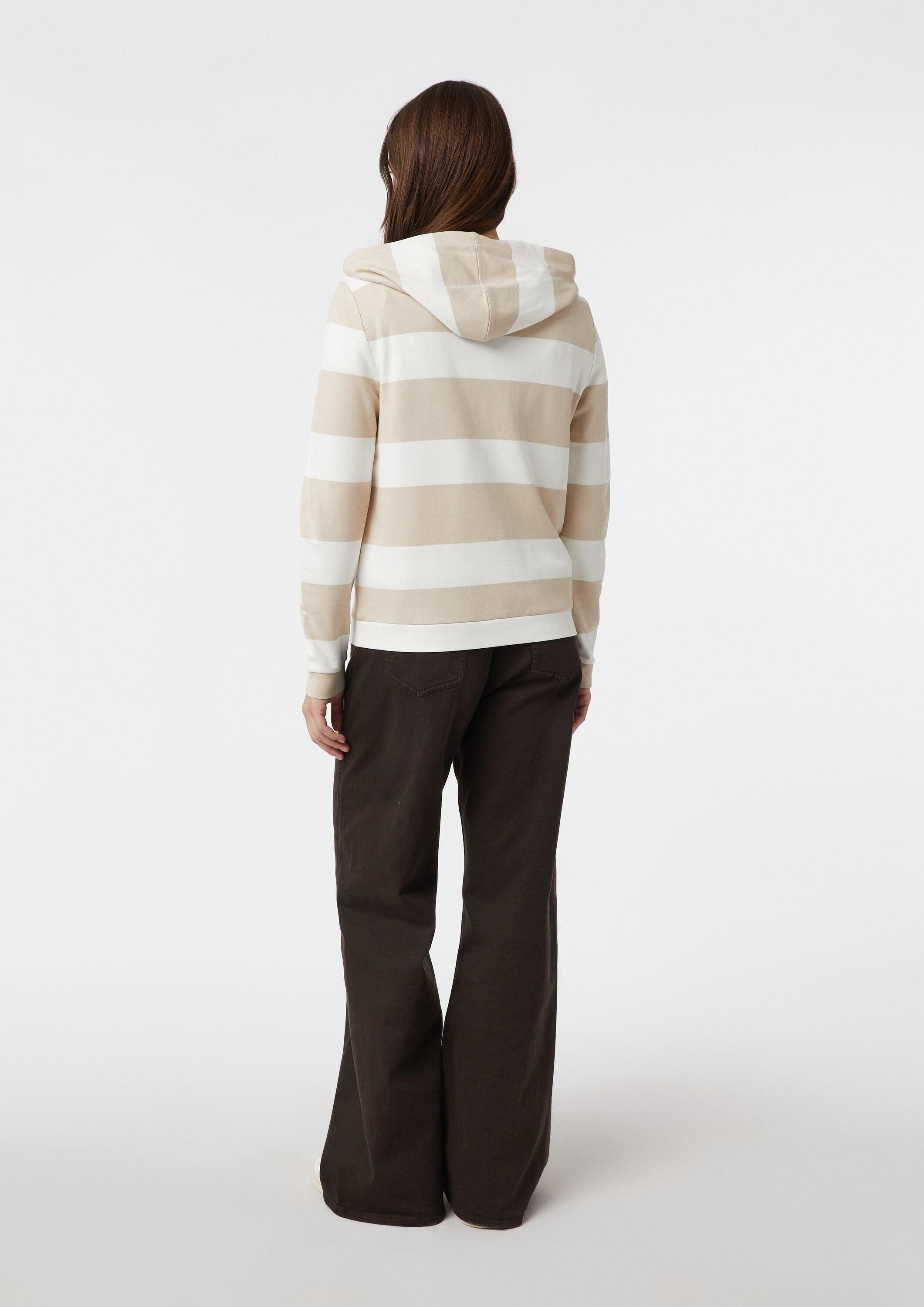 comma Sweatshirt Sweatshirt Gestreiftes Sweatshirt mit Kapuze