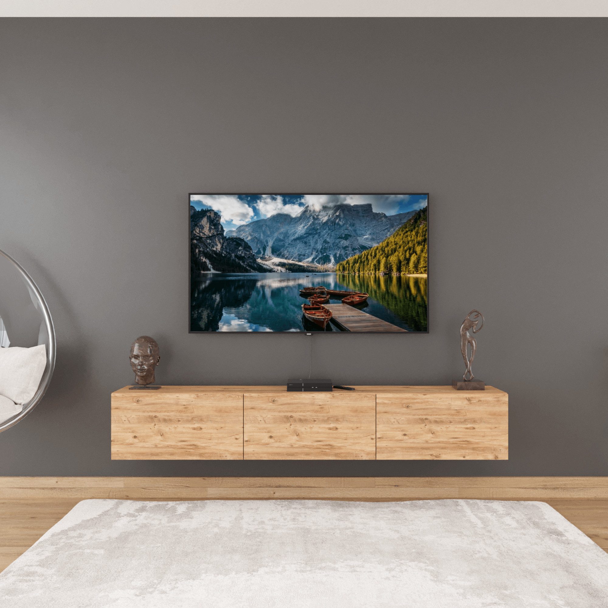 BDR Smart Home Art Lowboard Colima TV Fernsehtisch 180 cm 3 Türen Modernes Design Wandhängend