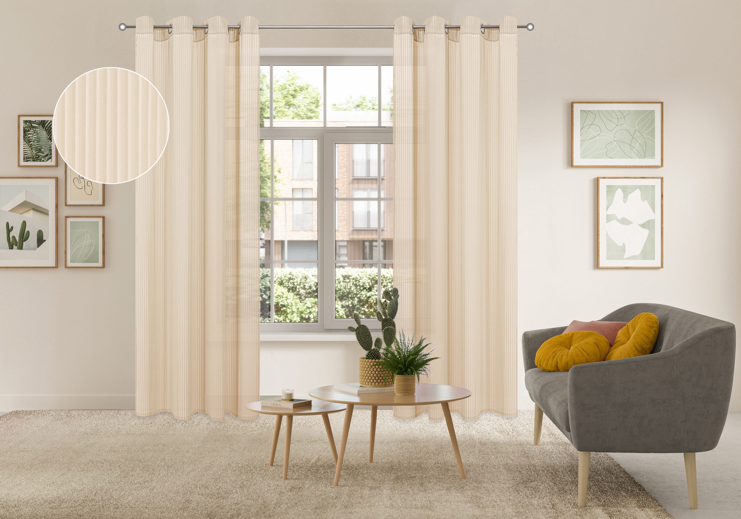 OTTO home Gardine Fritty (2 St), Ösen, transparent, Ausbrenner, Ösen, transparent, Pflegeleicht, elegante Längststreifen