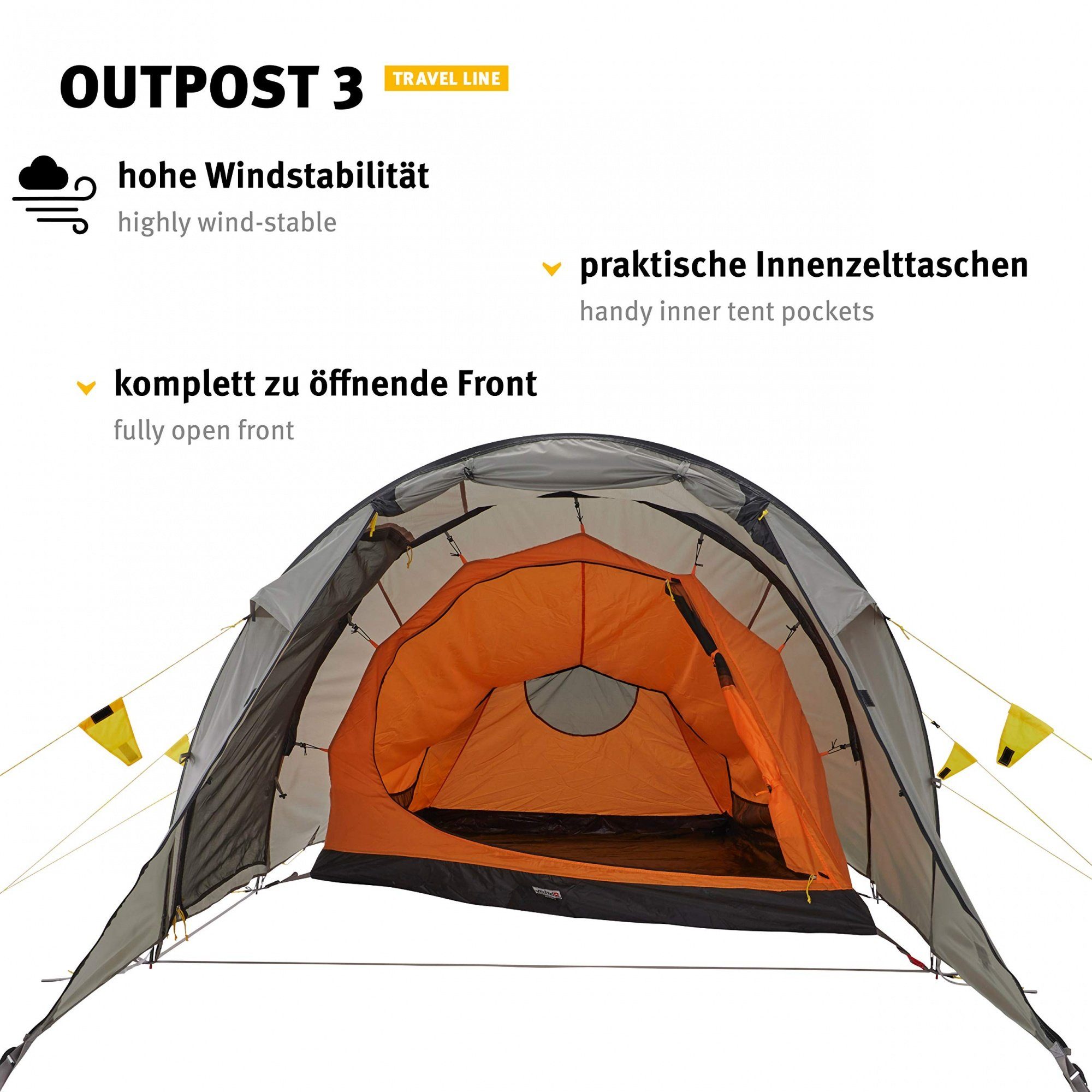 3 - Personen: Tunnelzelt Zelt, 3 Travel Outpost 3-Personen Tents Geräumiges - Line Wechsel