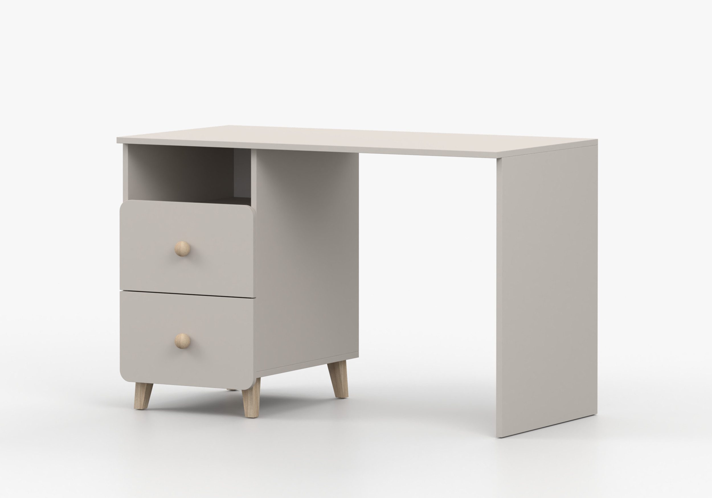MOEBLO Schreibtisch MERK (110 cm breit, mit 2 Schubladen, Ablagefach, Holzgriffen und Holzfüßen, Kaschmir – für Homeoffice & Jugendzimmer), (BxHxT): 110 x 75 x  – Bild 3 von 5