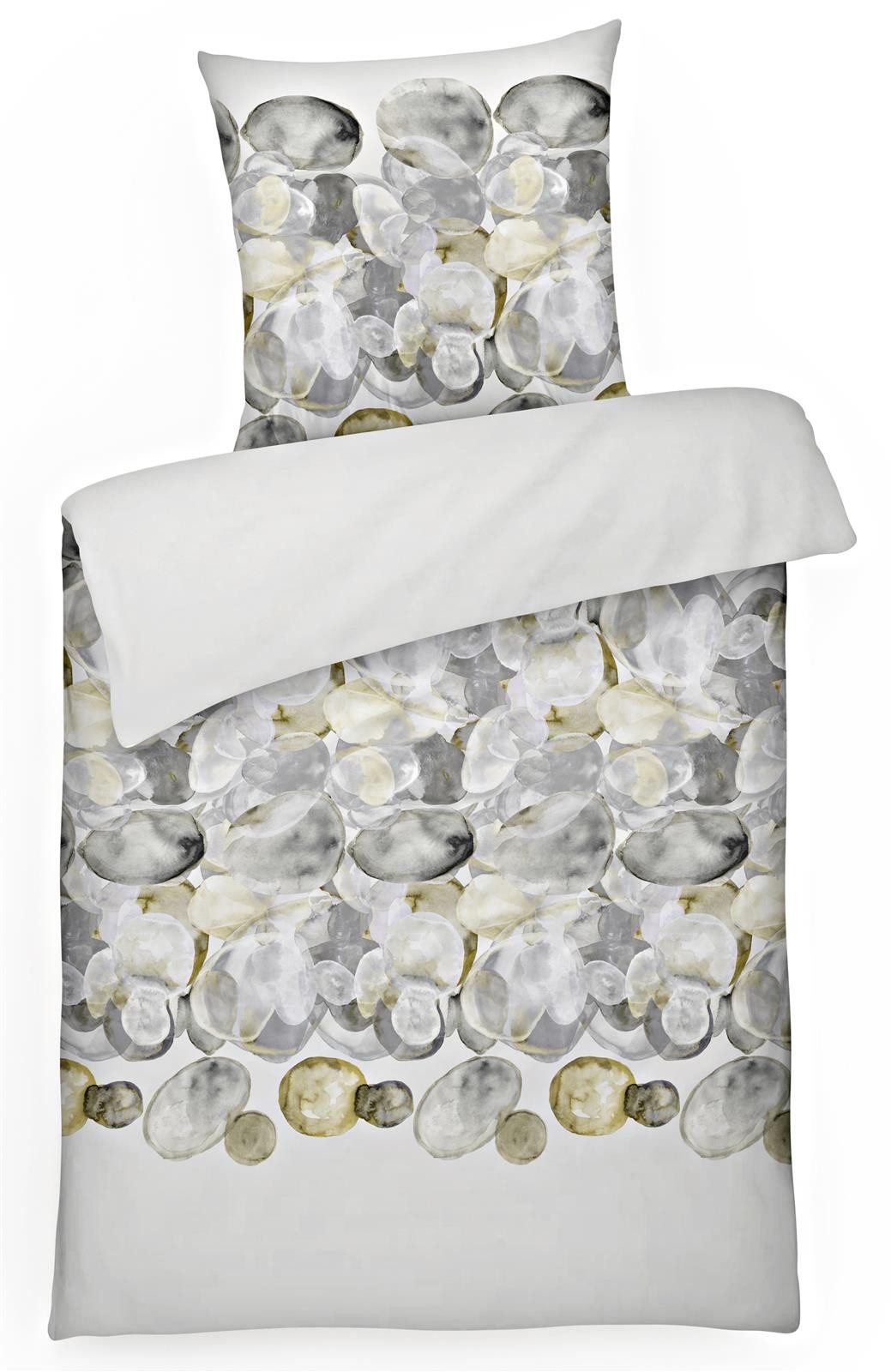 Bettwäsche Mako Satin Bettwäsche 135x200 Baumwoll Bettzeug Steine MADE IN GERMANY