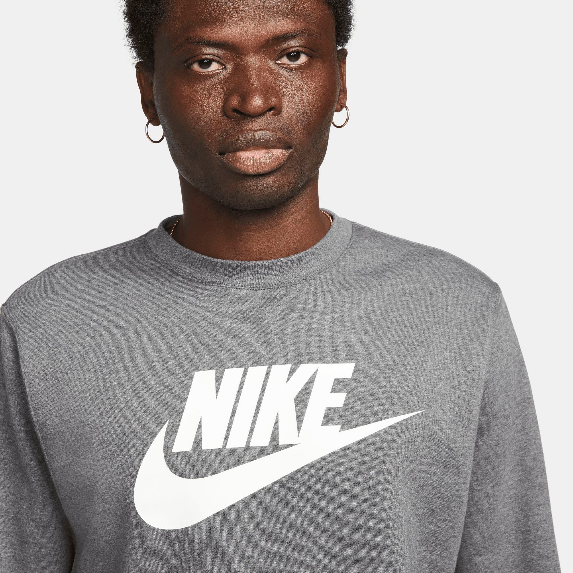 Nike Sportswear Sweatshirt Club Fleece Graphic Crew HEATHR CHARCOAL Men's