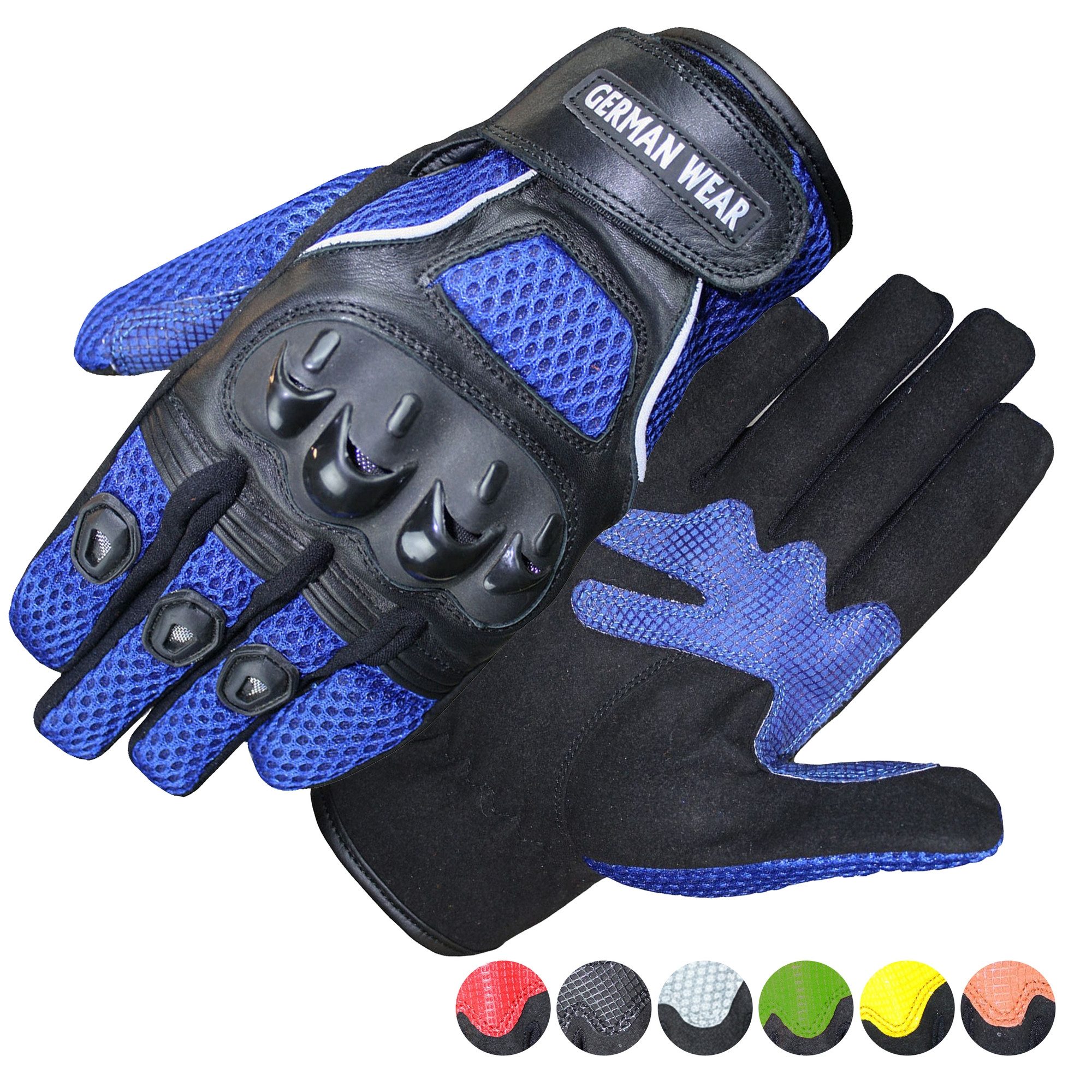 German Wear Motorradhandschuhe GW400G-M9 Motocross Biker Handschuhe Leder- & Textilhandschuhe in 6 Farben