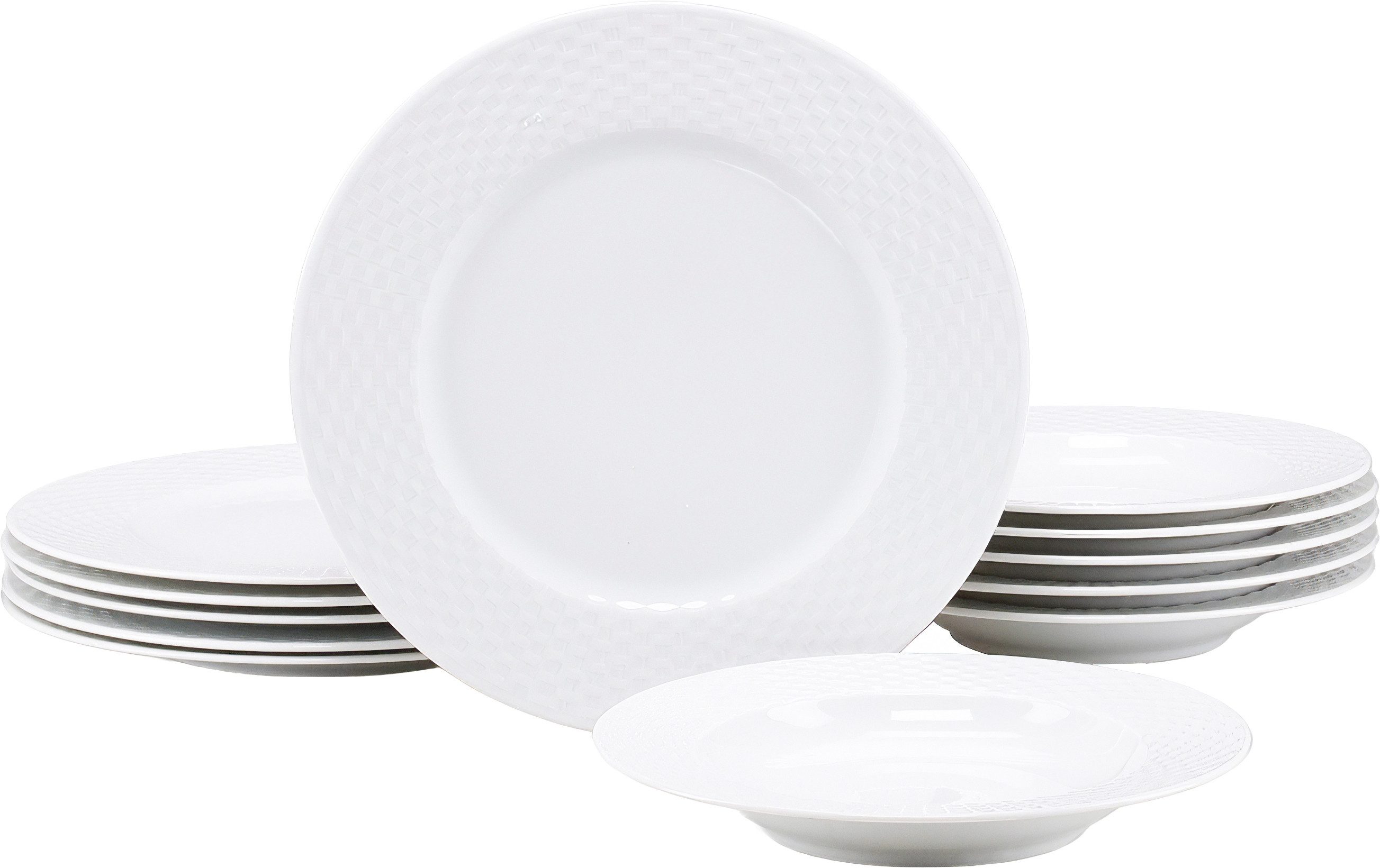 CreaTable Tafelservice Polo, Service 12-tlg. (12-tlg), 6 Personen, Porzellan, Teller Set, Daily Use, Zeitlos