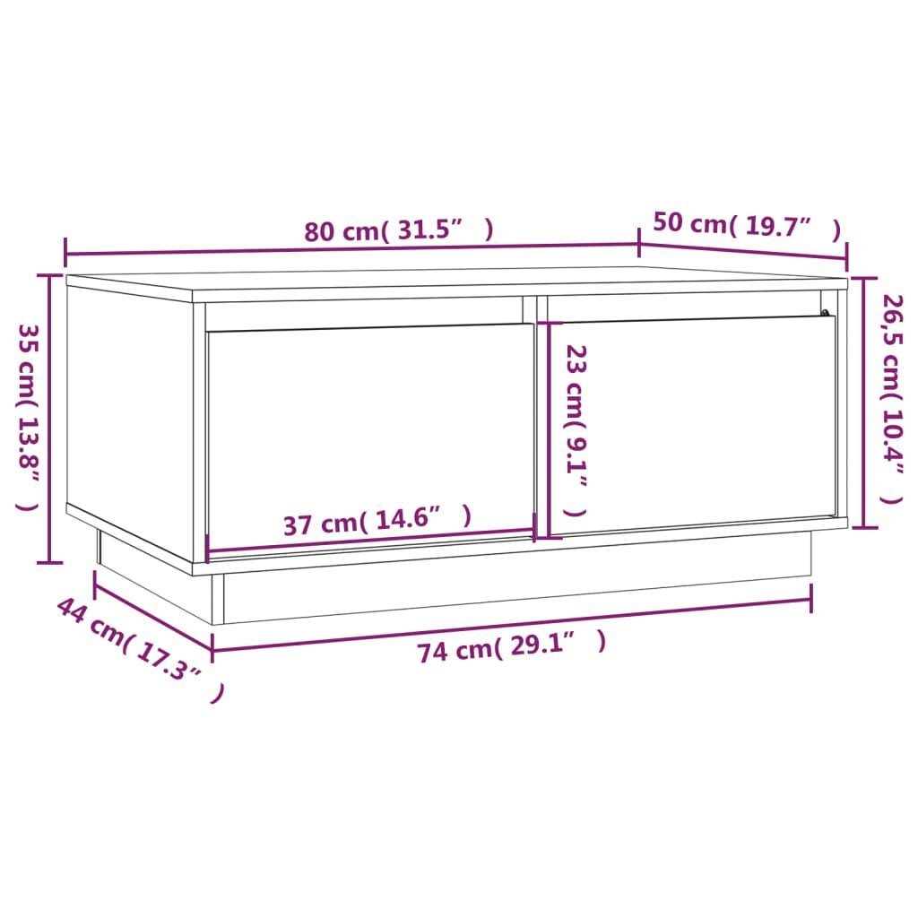 vidaXL Couchtisch Couchtisch Honigbraun 80x50x35 Honigbraun cm Kiefer | Massivholz (1-St) Honigbraun