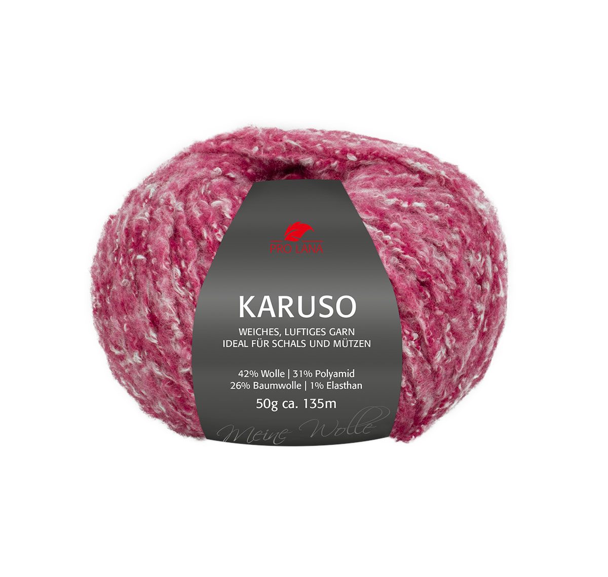 Pro Lana Karuso weiche Wolle zum Stricken und Häkeln, Strickwolle, Strickgarn, Häkelwolle, 135,00 m (Handstrickgarn, Flauschgarn, Flauschwolle), mit Baumwolle und Wolle