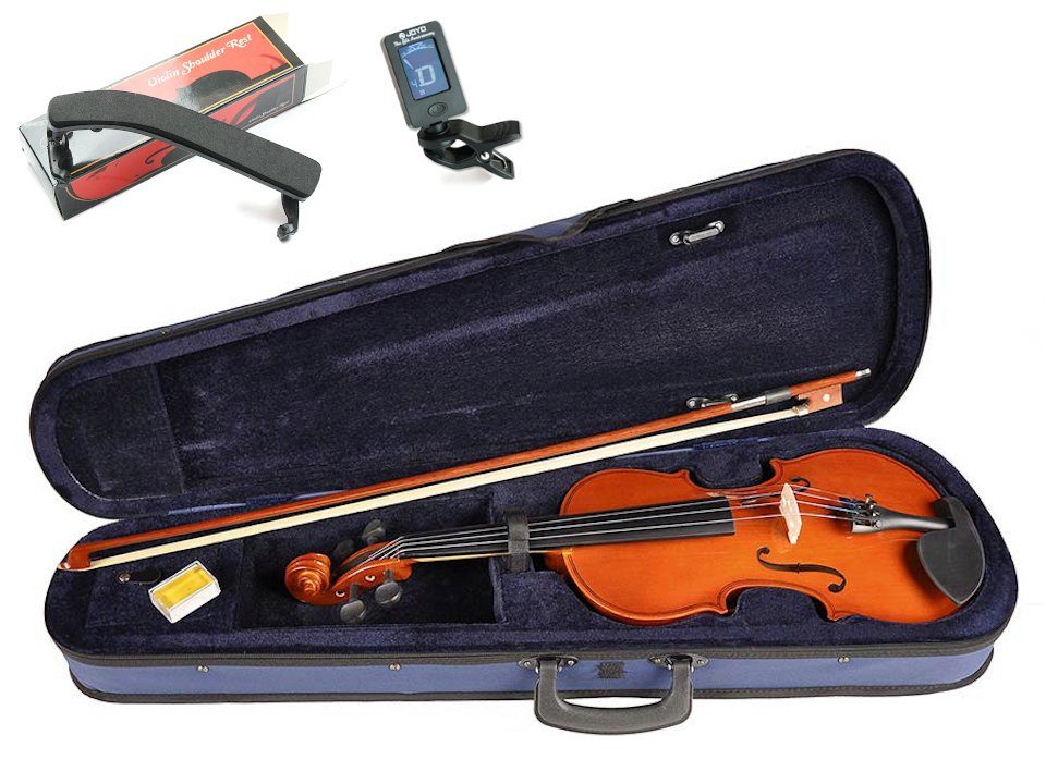Violine 4/4 Geige Komplett-Set Student LV-1044 mit Bogen, Harz, Stimmgerät