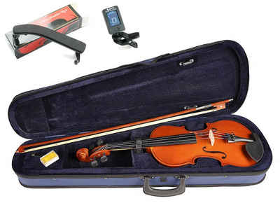 Leonardo Bowed Instruments Violine 4/4 Geige Komplett-Set Student LV-1044 mit Bogen, Harz, Stimmgerät