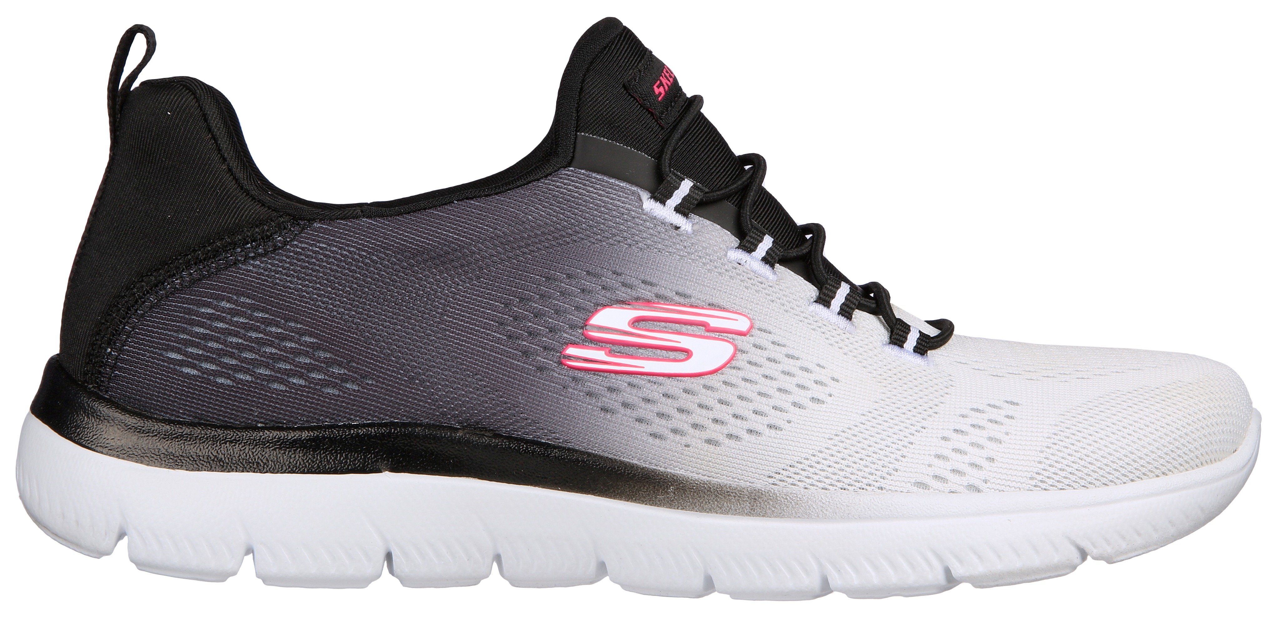 mit schönem CHARMER BRIGHT schwarz-weiß Slip-On Skechers Farbverlauf SUMMITS Sneaker