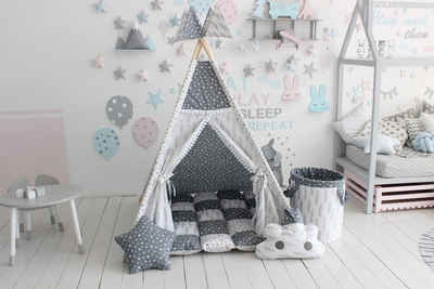 Welt der Träume Spielzelt Tipi Zelt Teepee Spielzelt Kinderzelt für Kinder mit dicke Bodenmatte, Kissen & Aufbewahrungsbox 628-22
