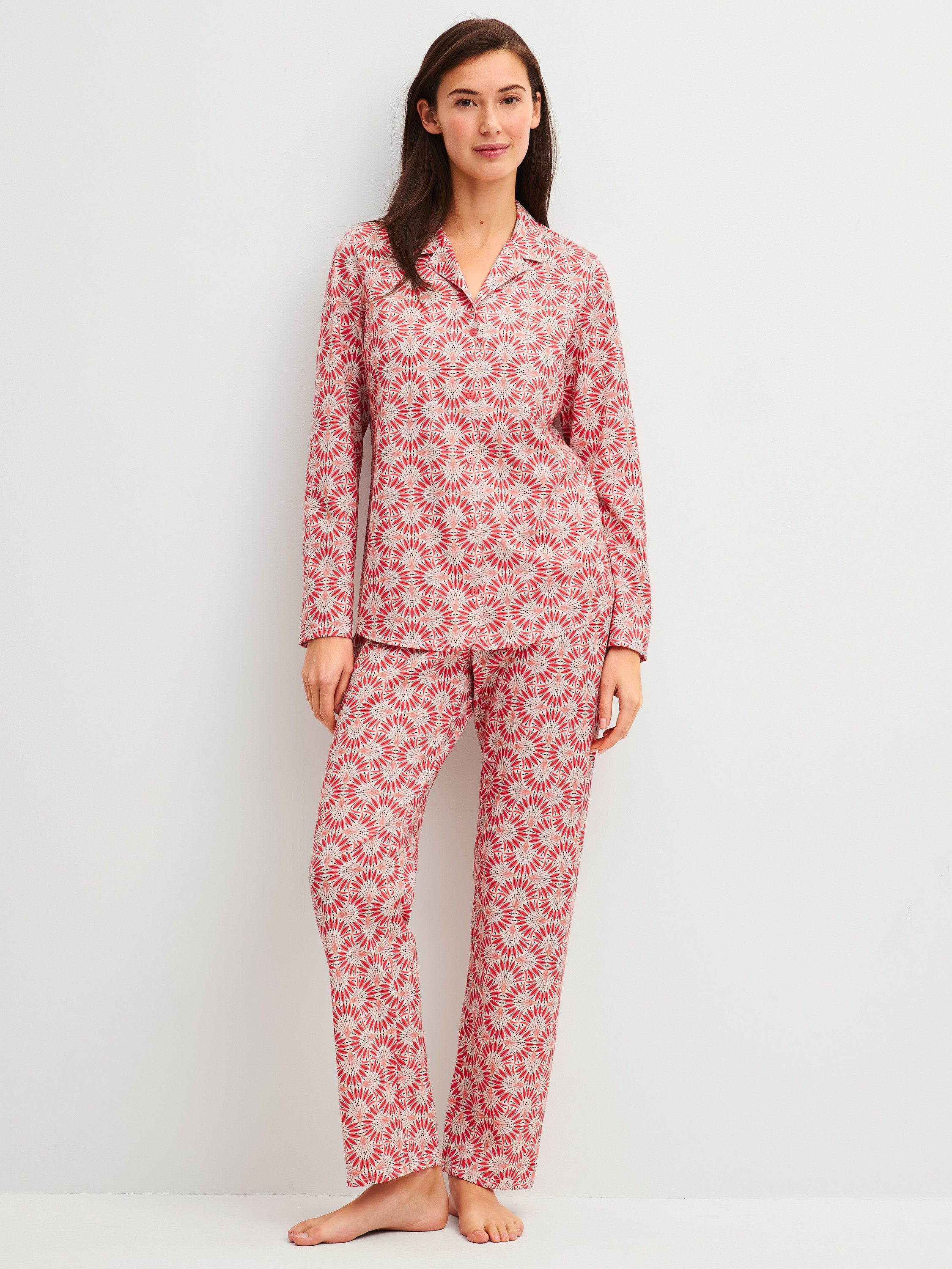 CALIDA Pyjama Cotton Special Damen (2 tlg) Baumwolle, atmungsaktiv, hautfreundlich, pflegeleicht, mit Knopfleiste