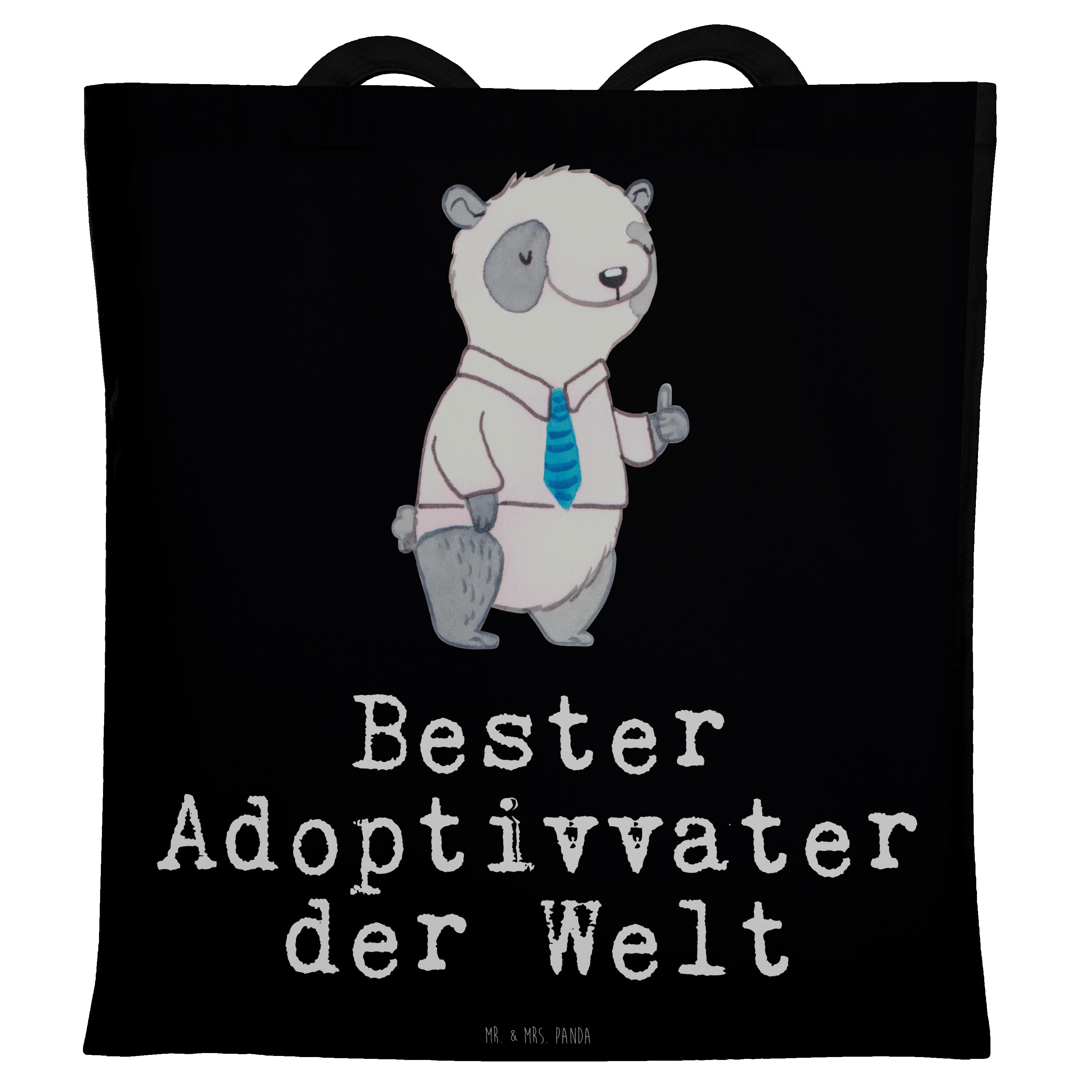Mr. & Mrs. Panda Tragetasche Panda Bester Adoptivvater der Welt - Schwarz - Geschenk, Geburtstag, (1-tlg) | Canvas-Taschen