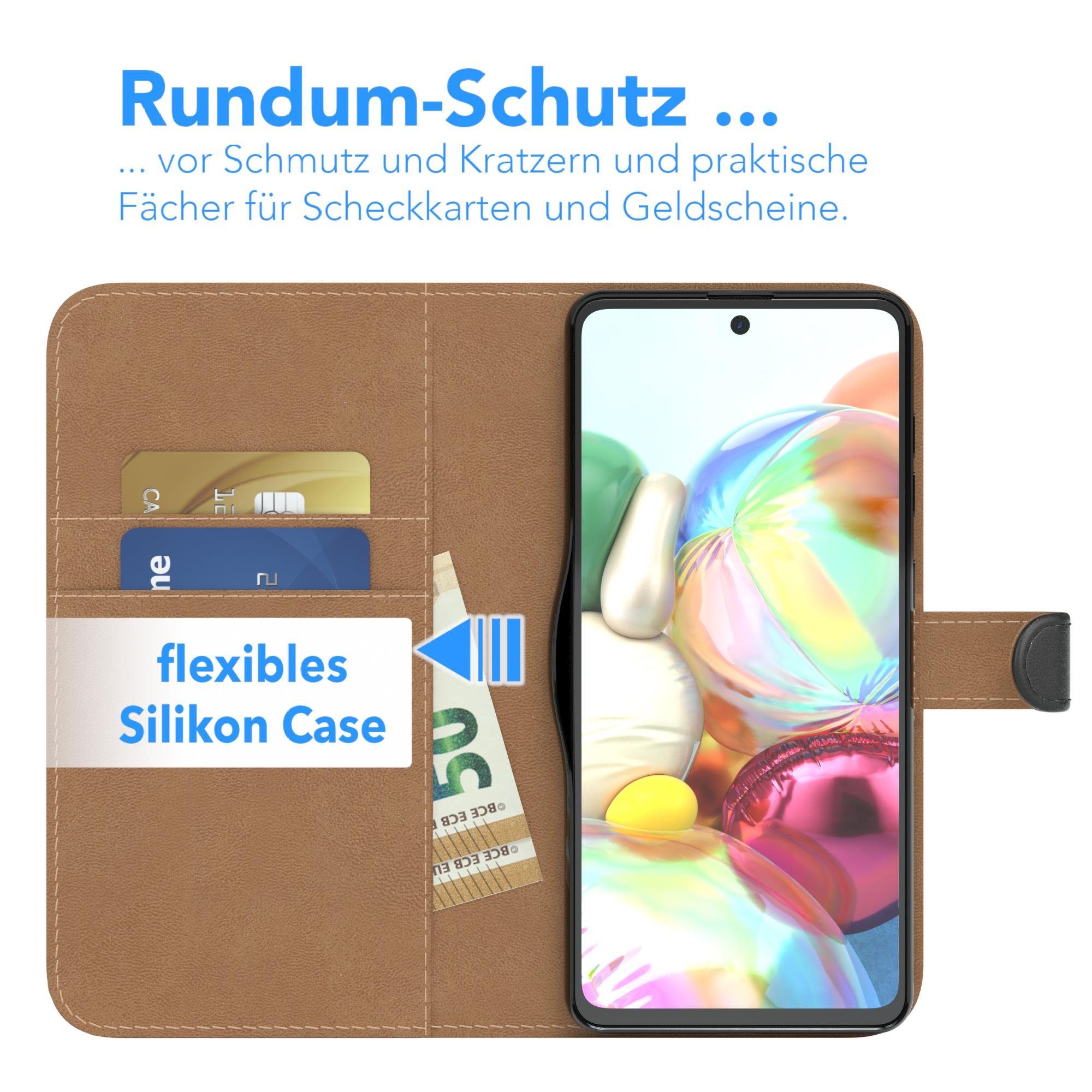 EAZY CASE Handyhülle Uni Bookstyle für Samsung Galaxy A71 6,7 Zoll, Schutzhülle mit Standfunktion Kartenfach Handytasche aufklappbar Etui